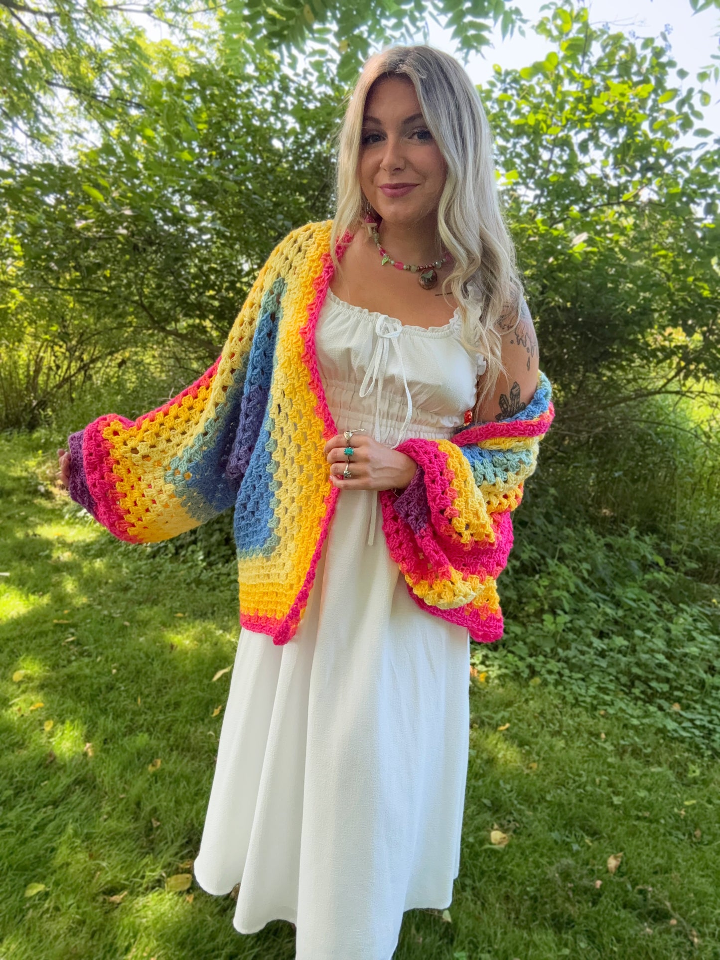 One Size Lightweight Rainbow Cardigan