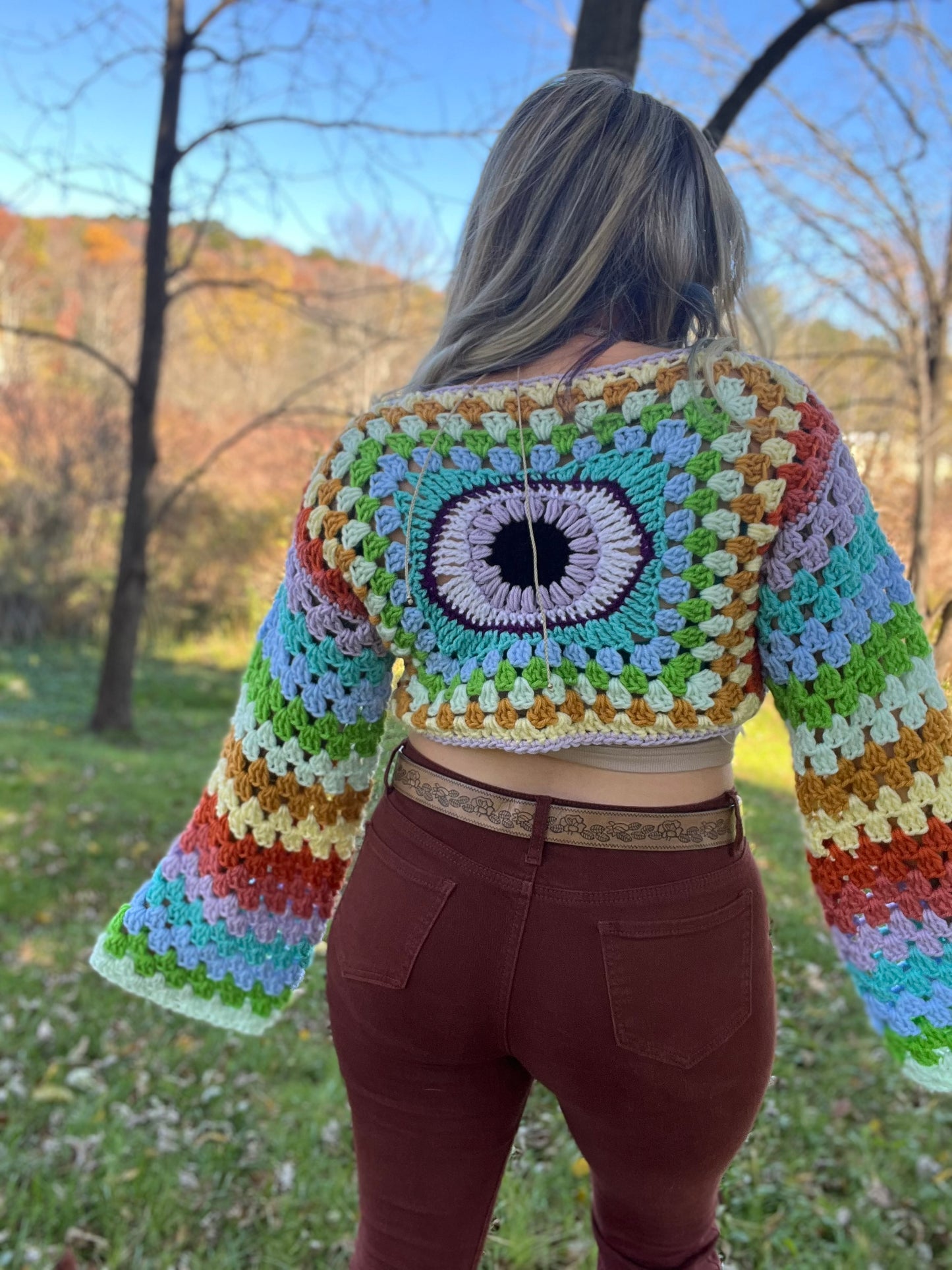 Ultra Cropped Eye Candy Sweater M/L - Reversible