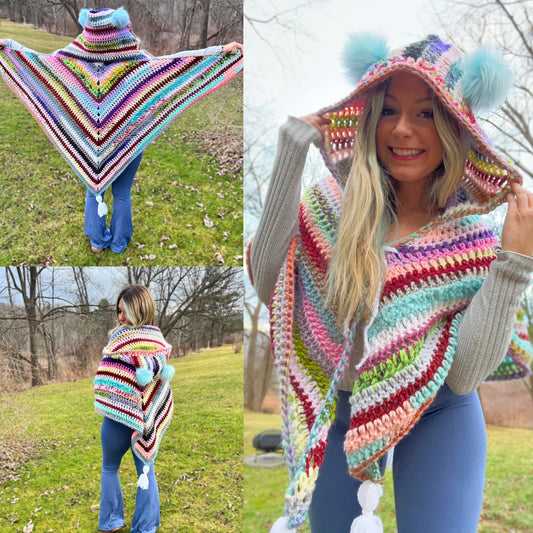 Scrappy Hooded Poncho