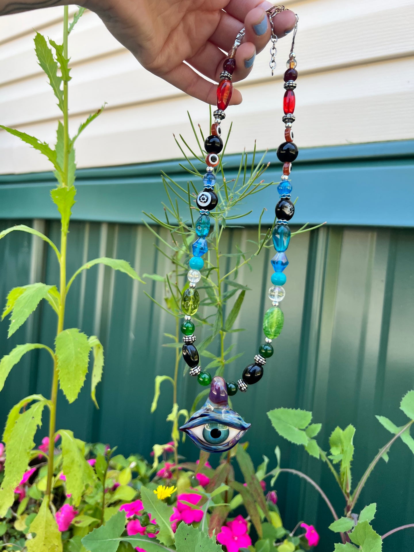 Third Eye Beaded Necklace 18-21”