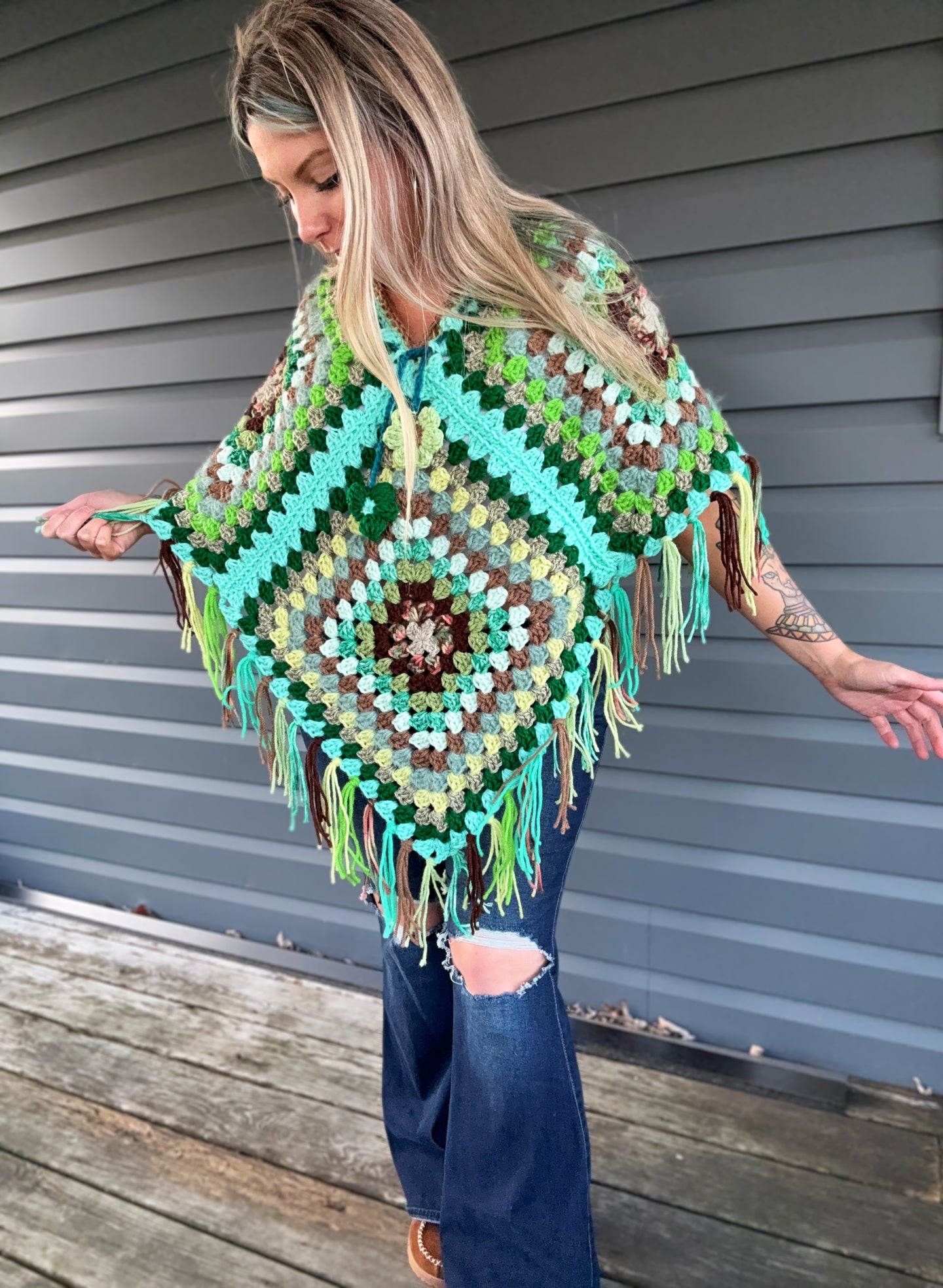 Oversized Fringe Poncho