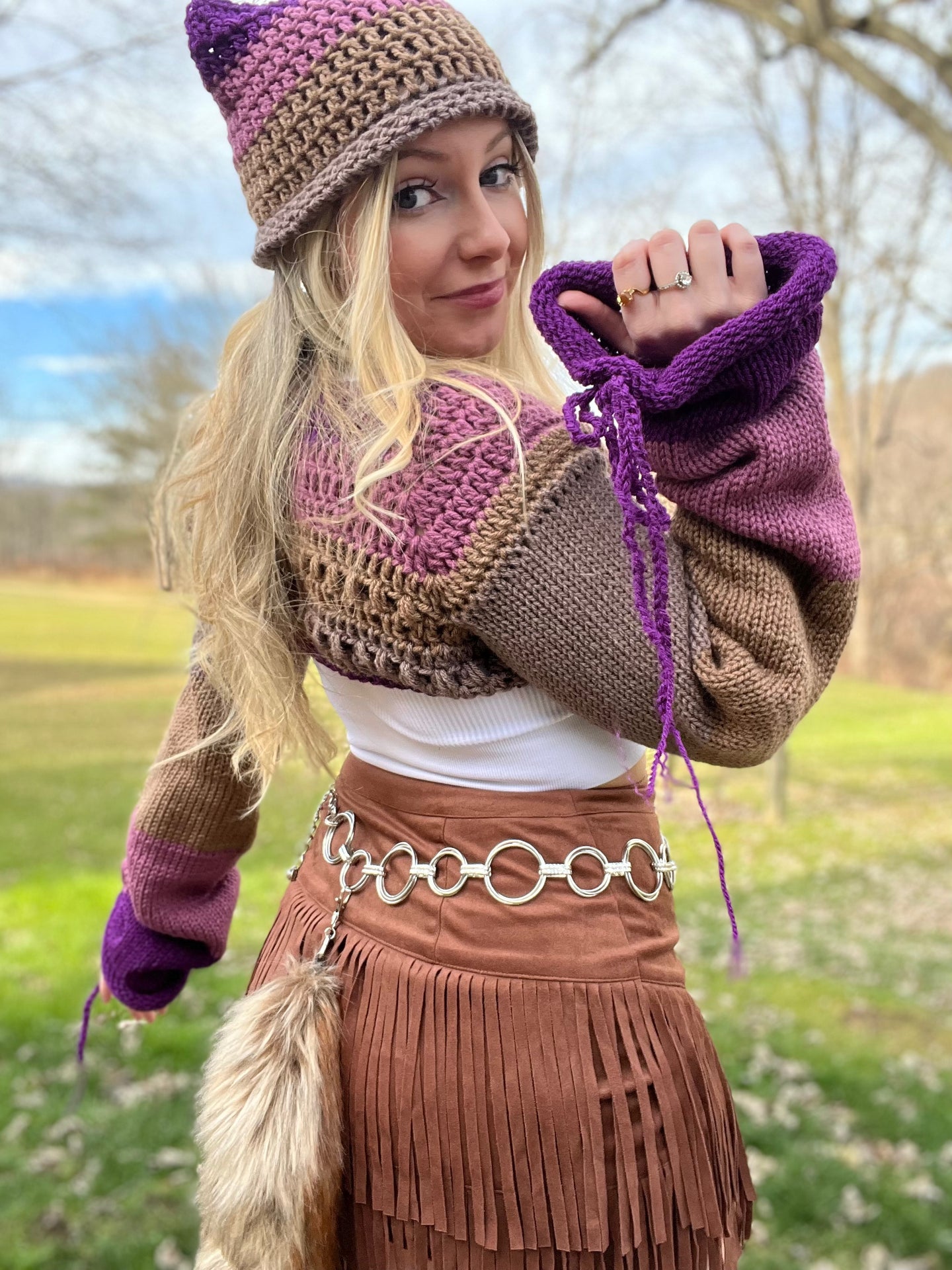 S/L Shrug & Kitten Beanie Set