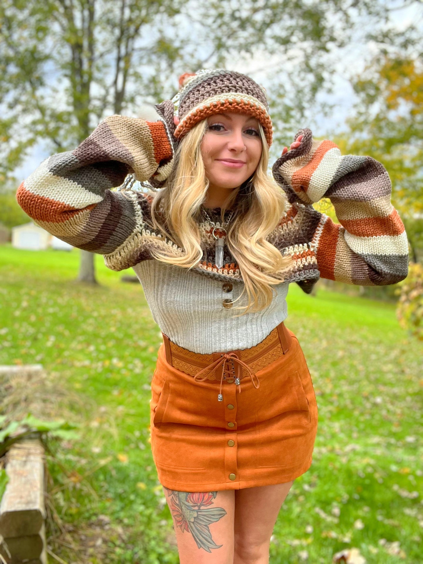 Medium Fall Set (Shrug & Kitten Beanie)