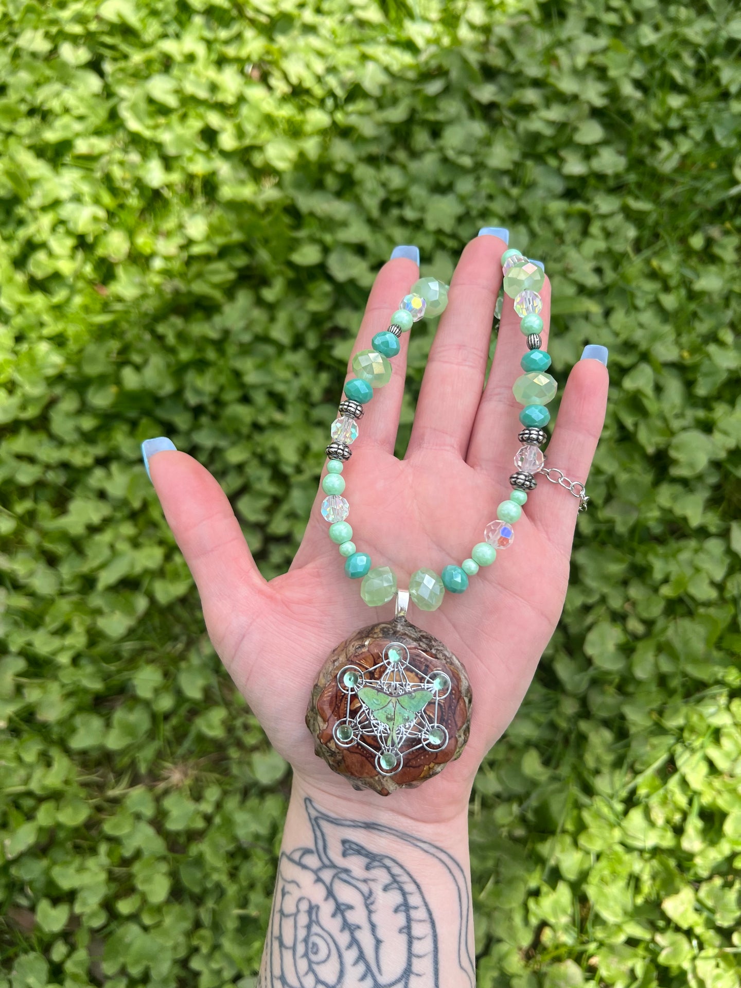 Luna Moth Pinecone Necklace