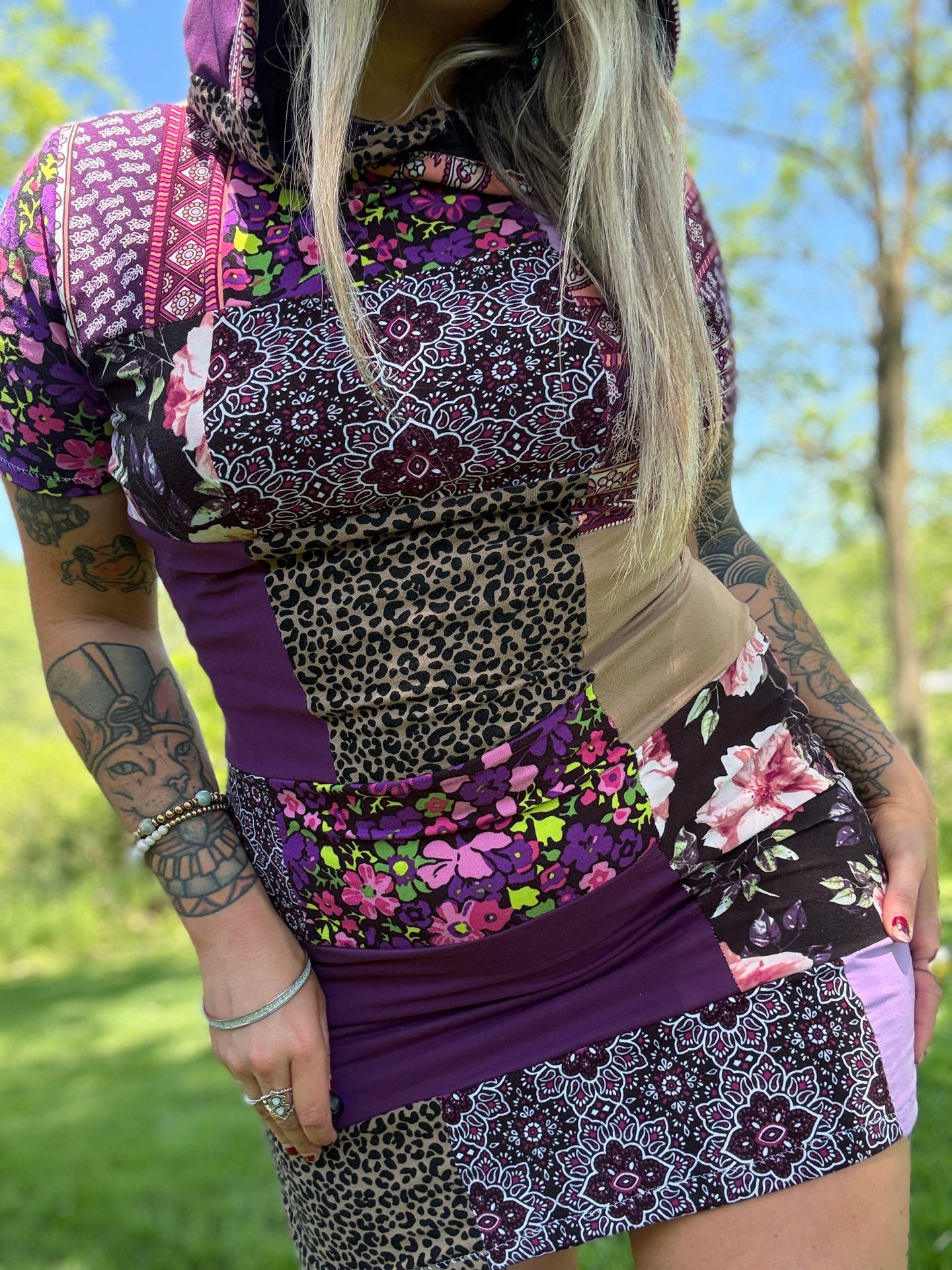 Medium Hooded Patchwork Dress