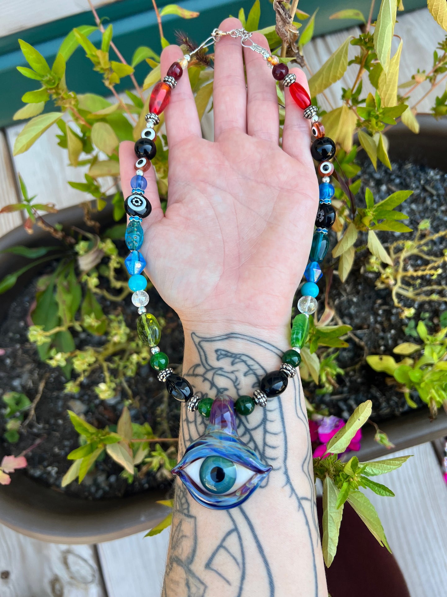 Third Eye Beaded Necklace 18-21”