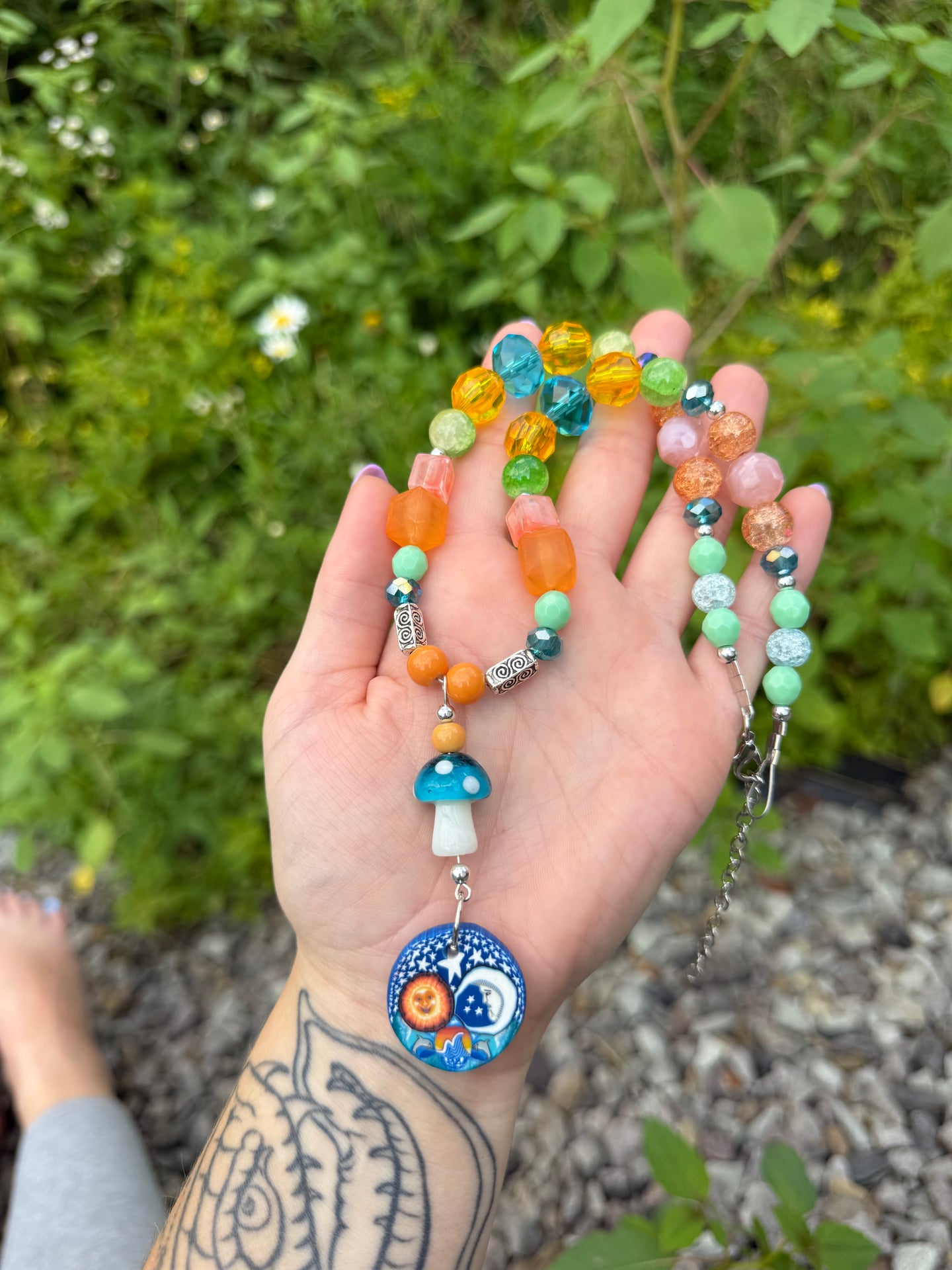 Moonshine Beaded Choker 17-20”