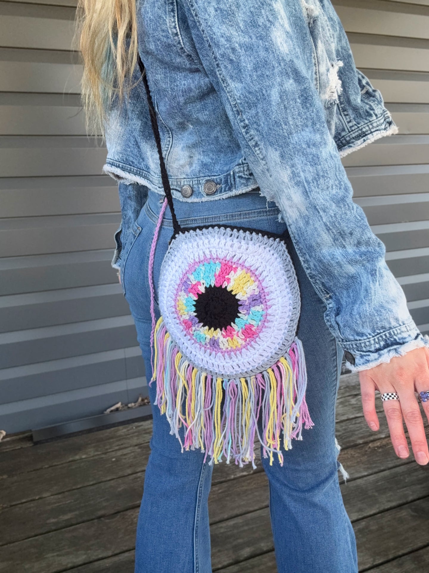 Fringe Evil Eye Purse (No Liner)
