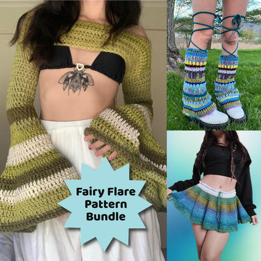 3 PATTERN BUNDLE - Fairy Flare Series (Skirt, Shrug, Leg Warmers)
