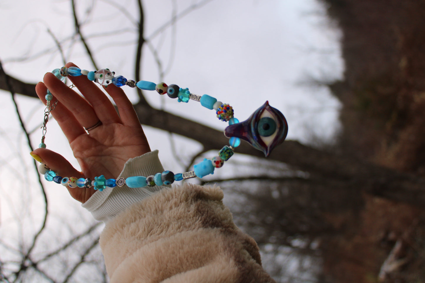 Third Eye Beaded Necklace 18-21"