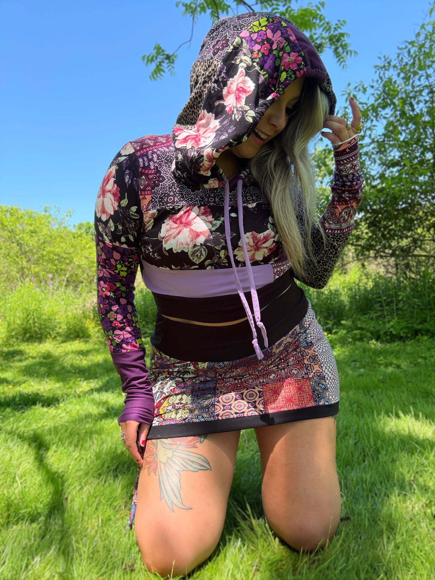 2 in 1 Patchwork Skirt (L/XL)