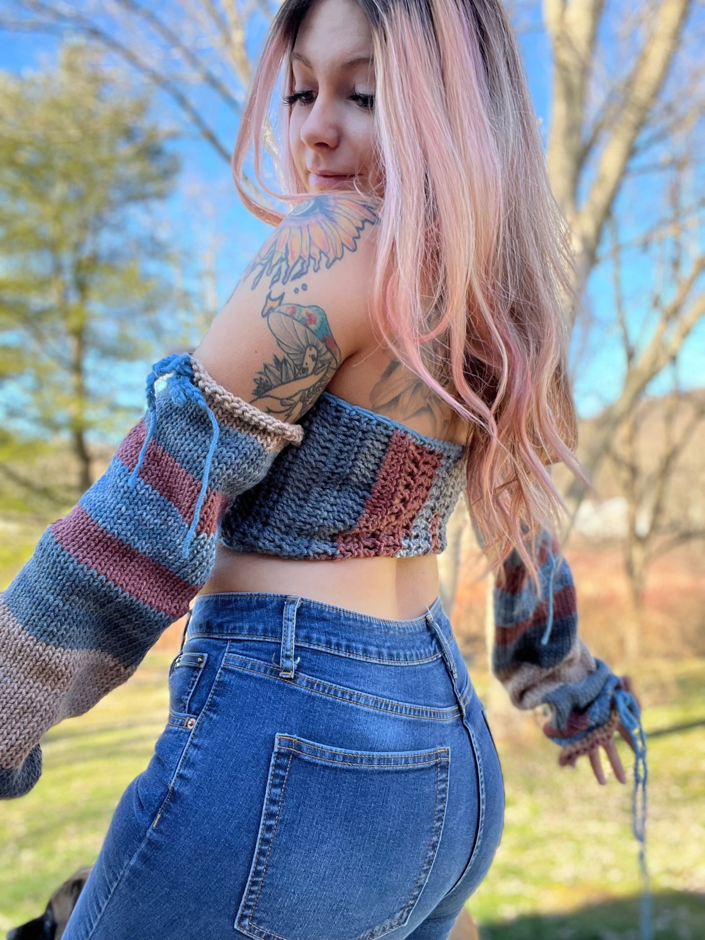 Medium Off-Shoulder Lace-Up Bandeau Top