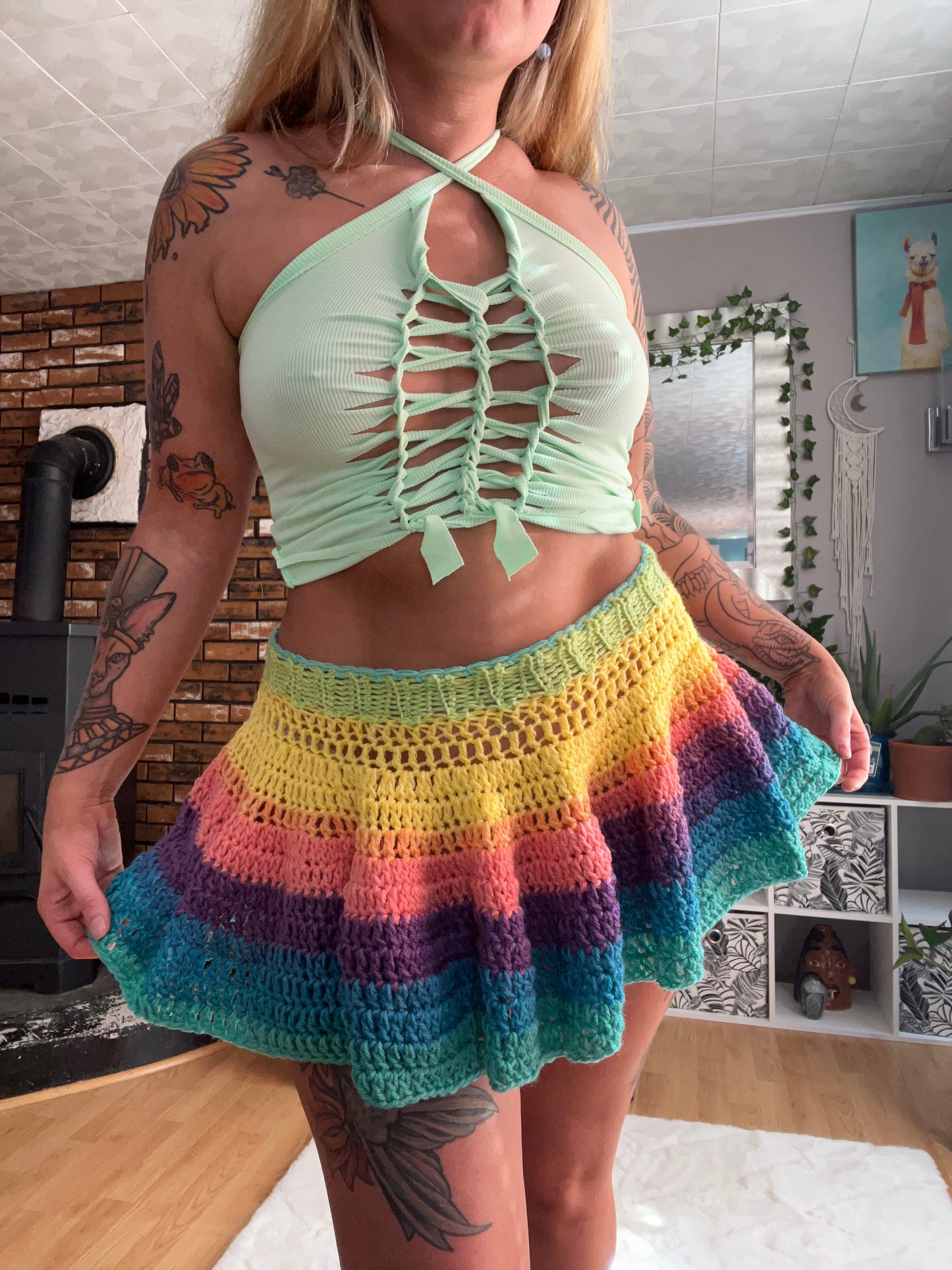 S/M Rainbow Mini Skirt