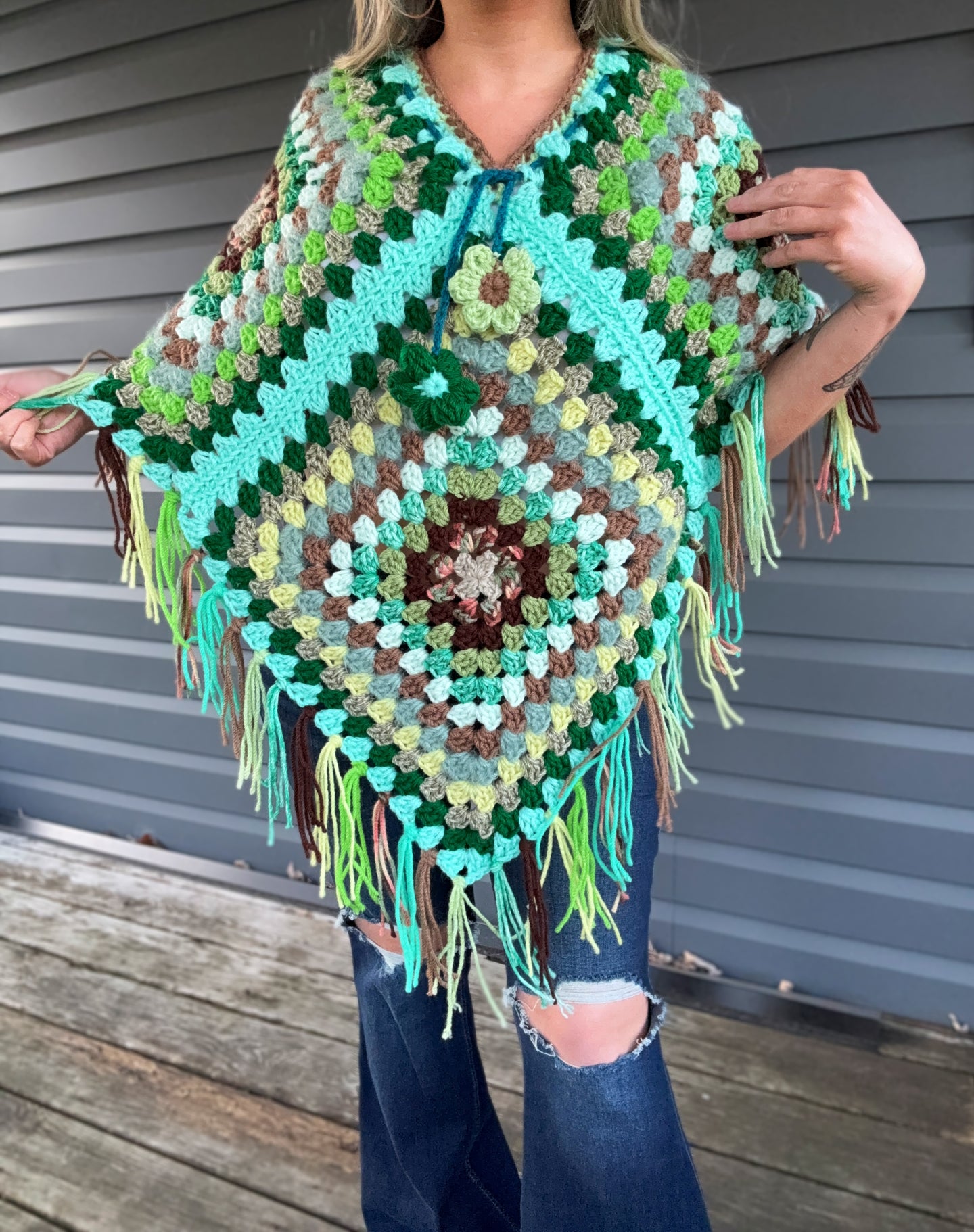 Oversized Fringe Poncho