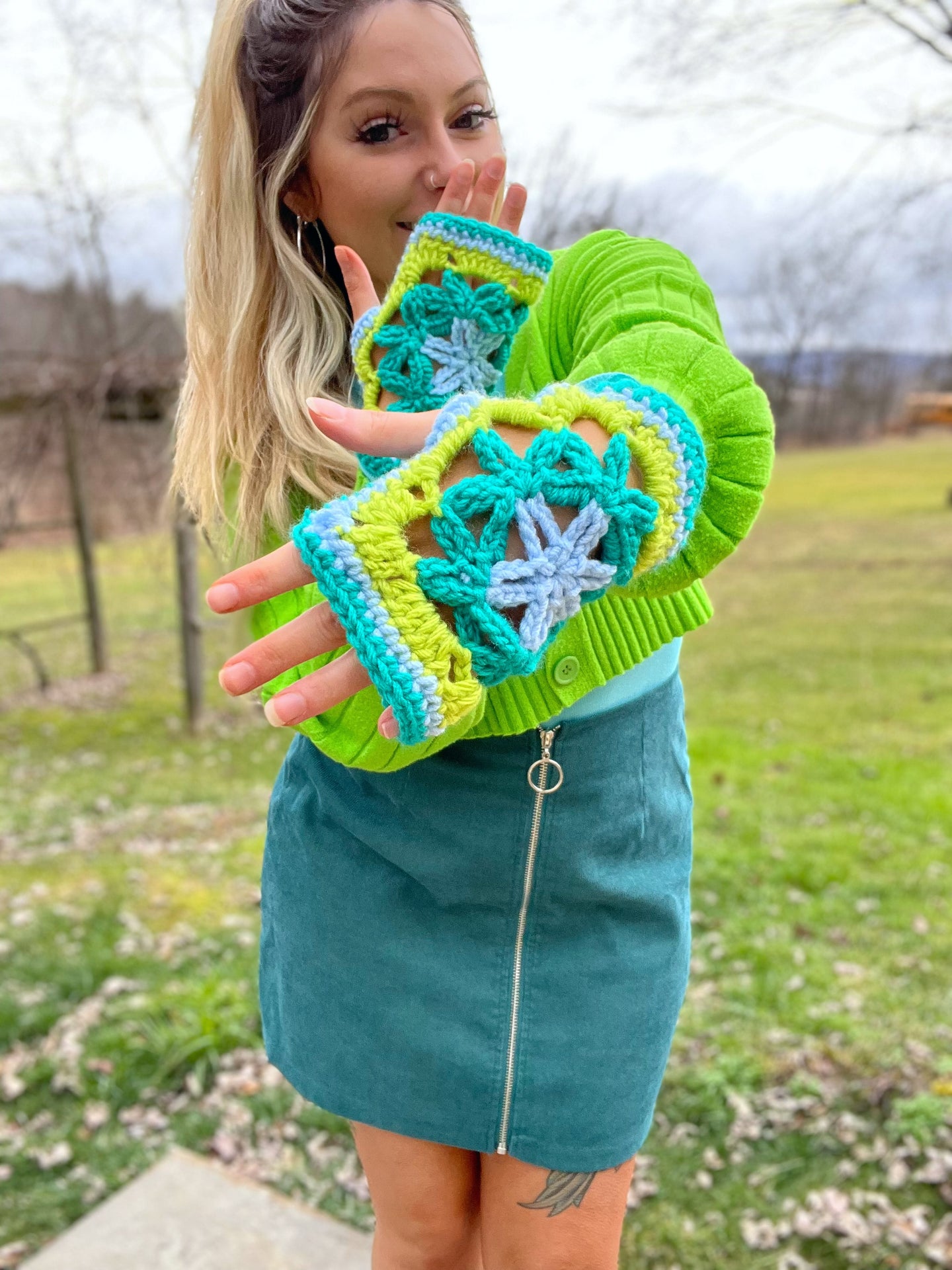 Flower of Life Fingerless Texting Gloves