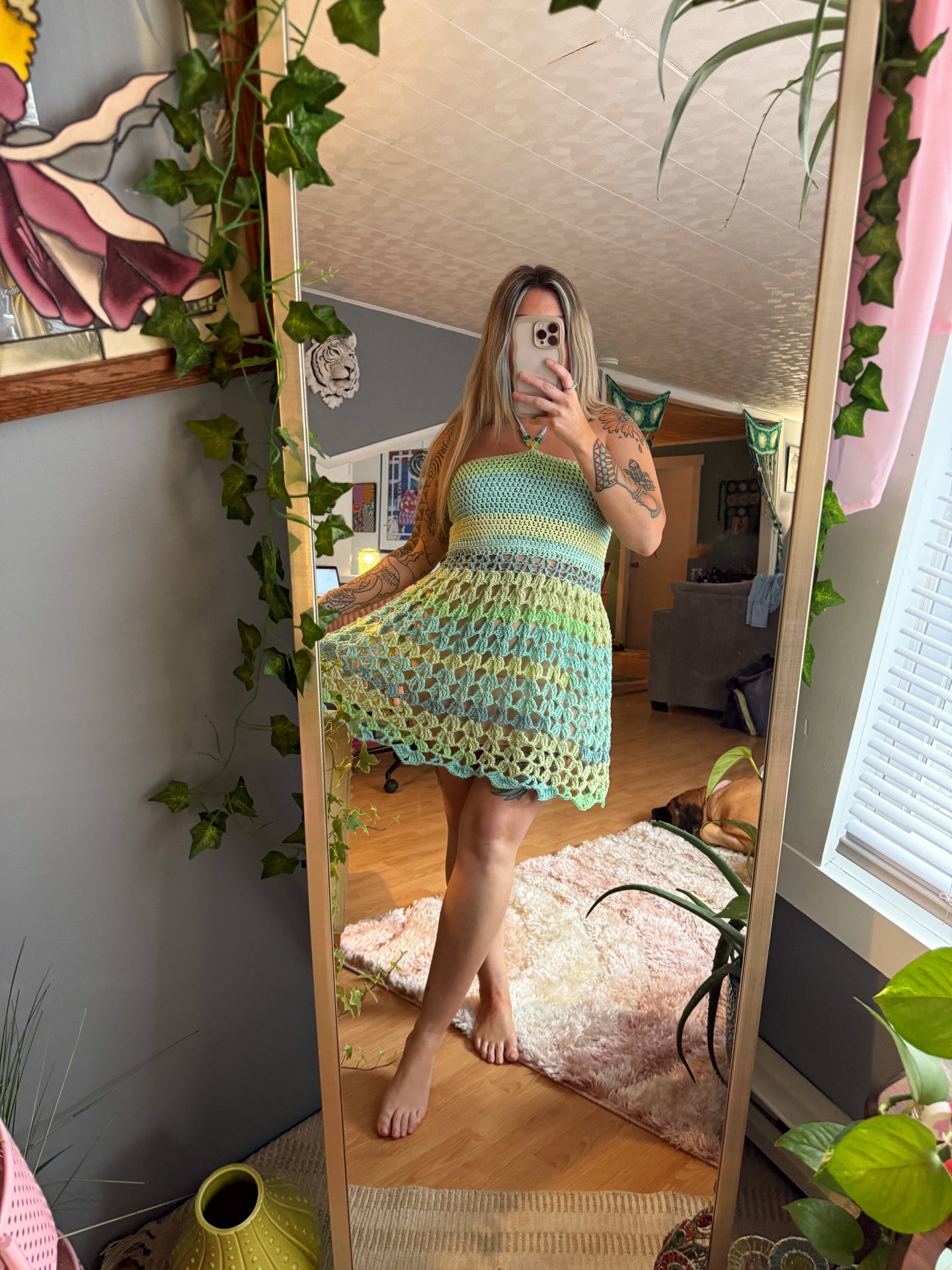 M/L Boho Halter Mesh Dress