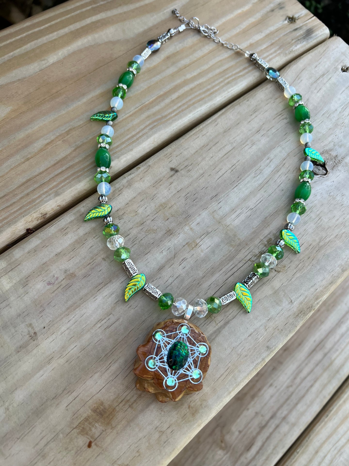 Forest Fairy Beaded Pinecone Pendant