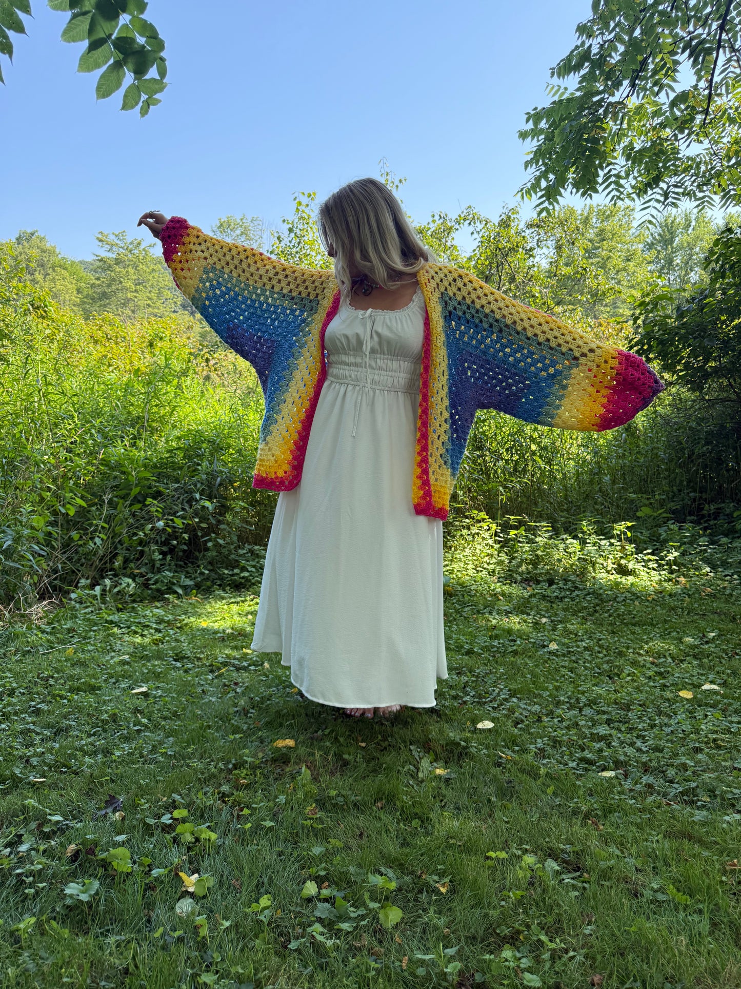 One Size Lightweight Rainbow Cardigan