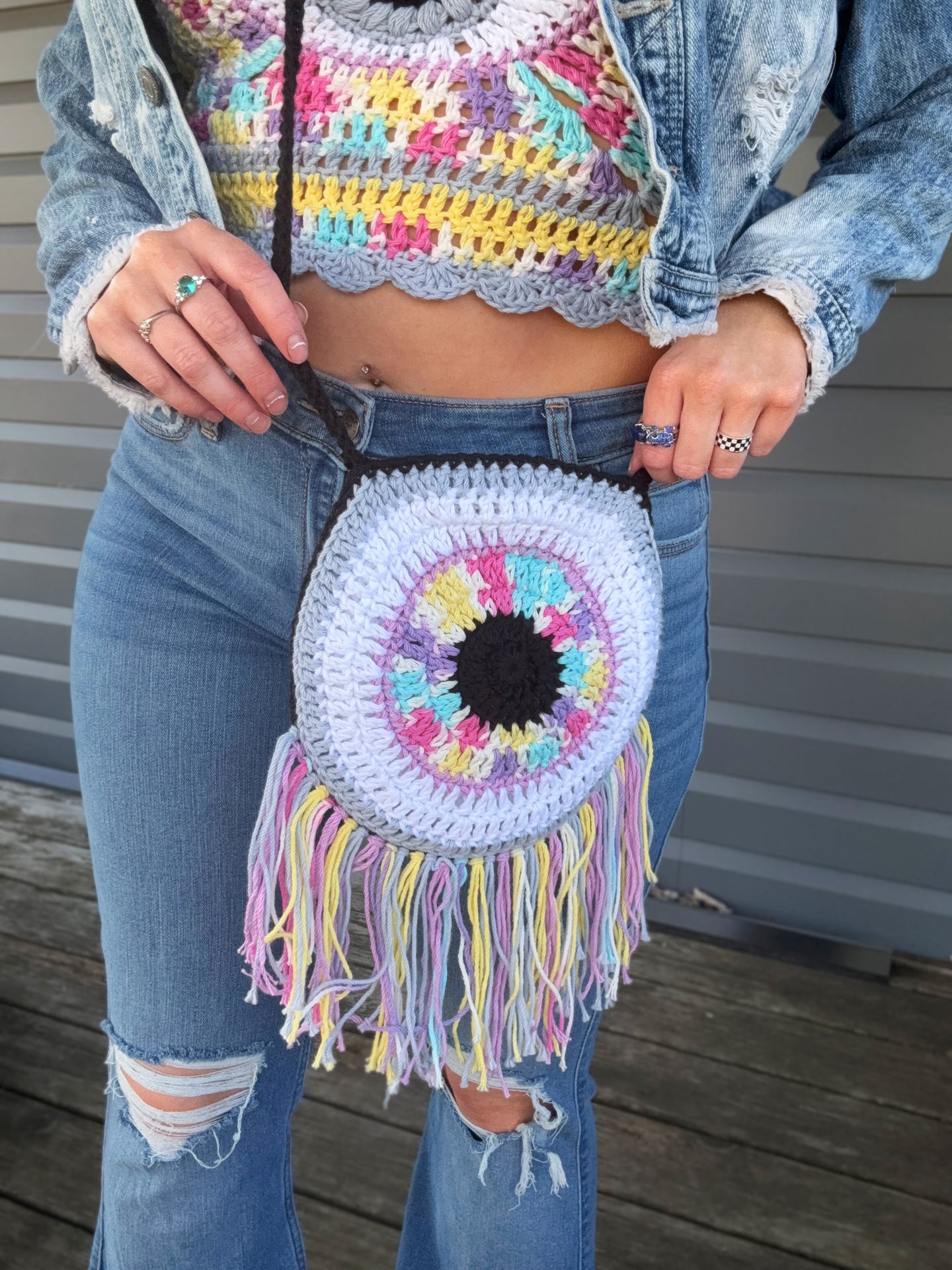 Fringe Evil Eye Purse (No Liner)