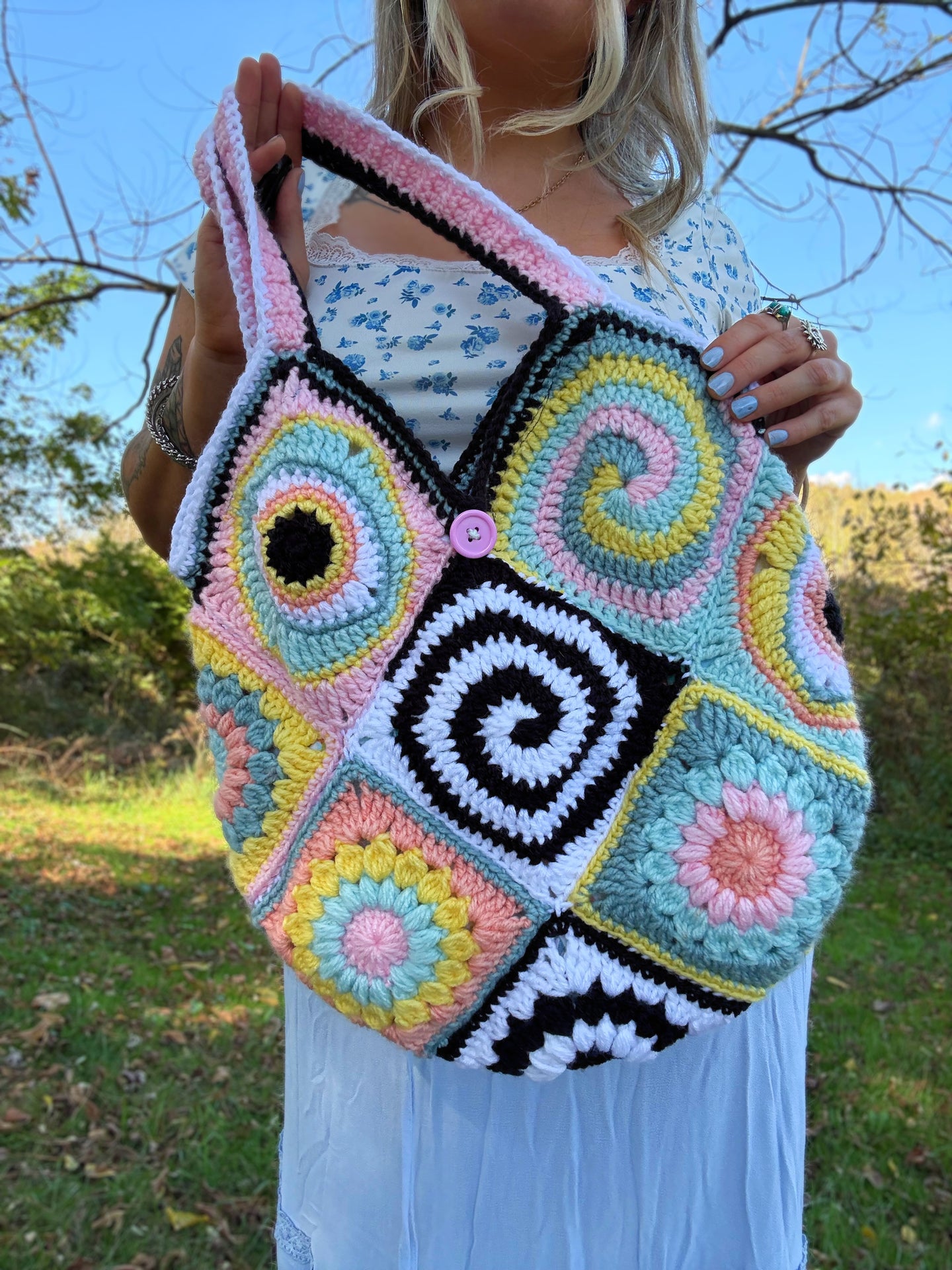 (Lined) Trippy Patchwork Purse