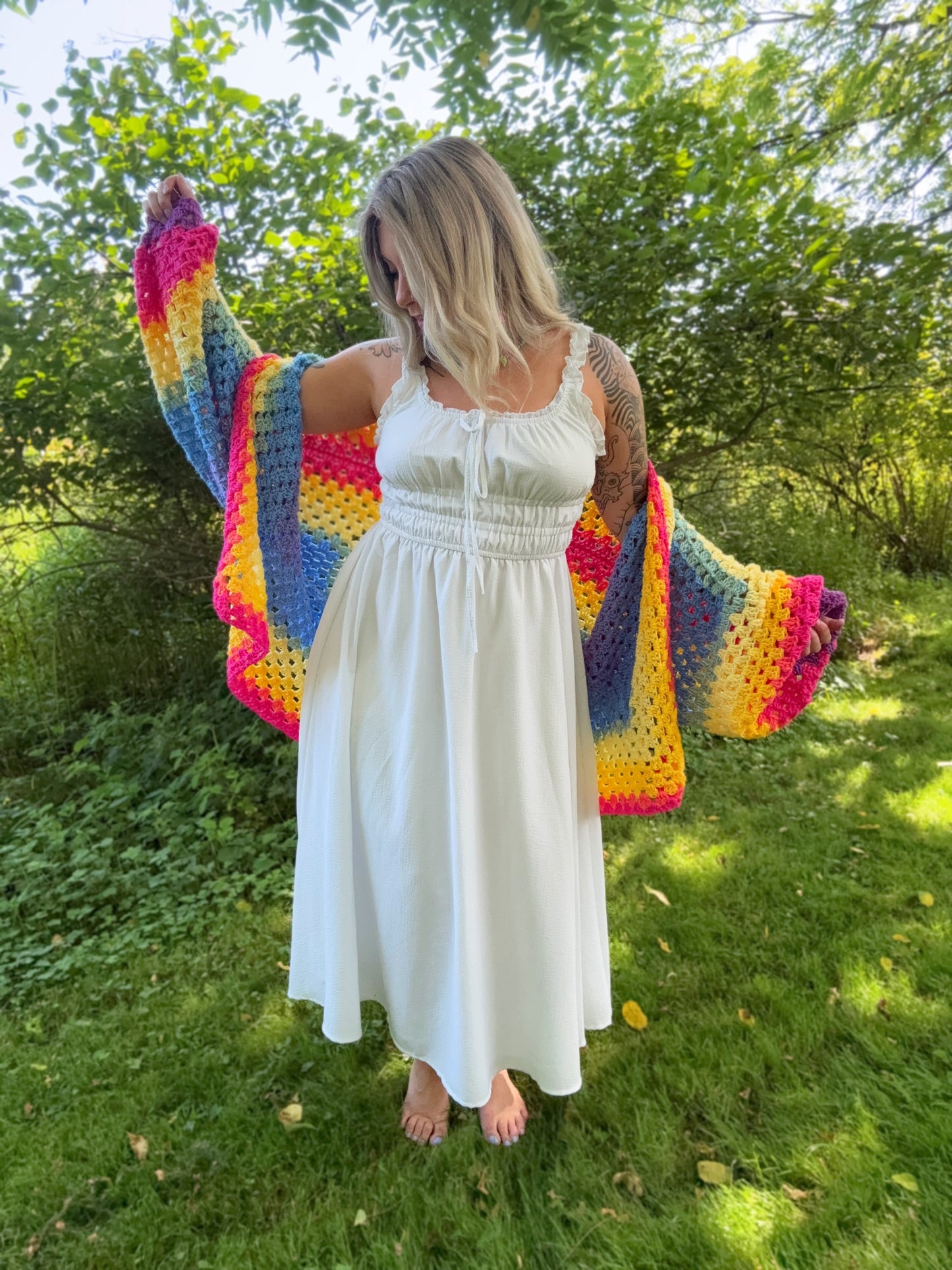 One Size Lightweight Rainbow Cardigan