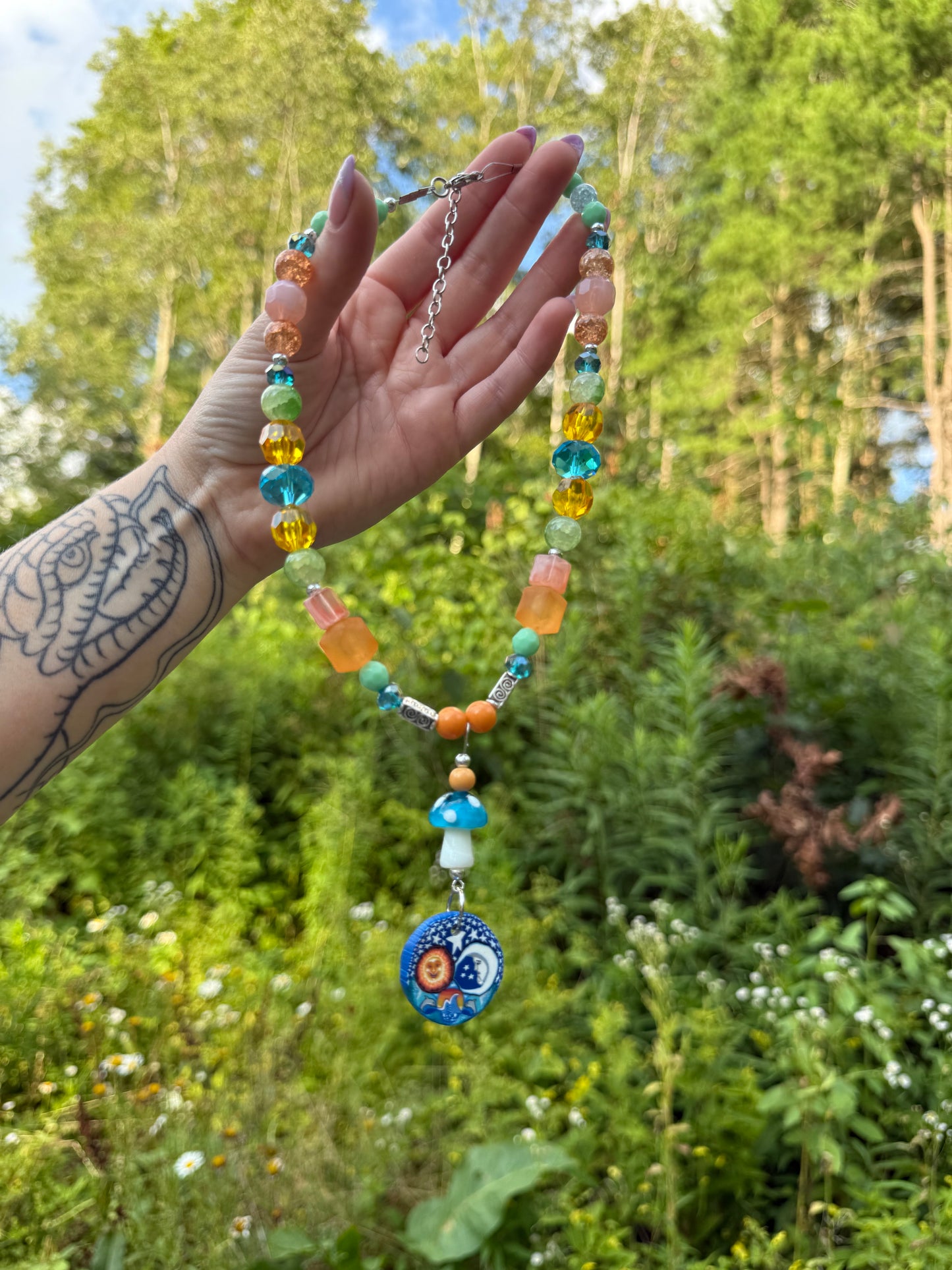 Moonshine Beaded Choker 17-20”