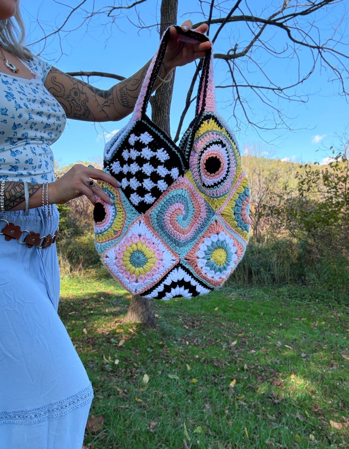 (Lined) Trippy Patchwork Purse