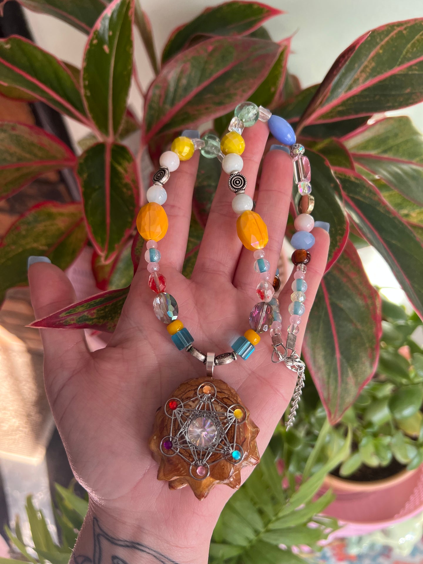 Beaded Pinecone Necklace 22-24”