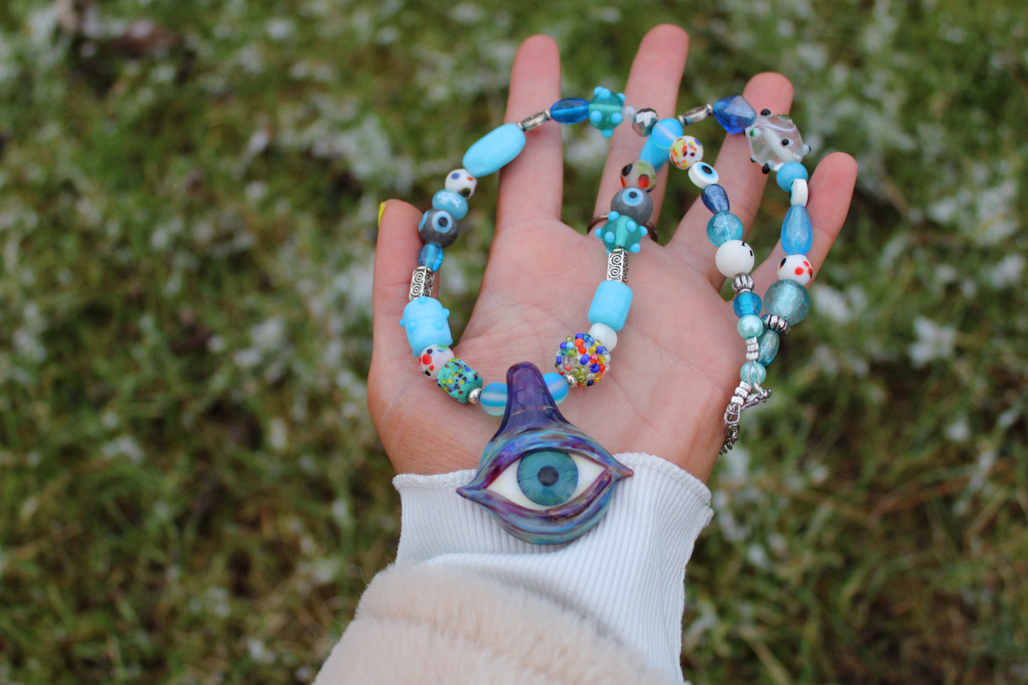 Third Eye Beaded Necklace 18-21"