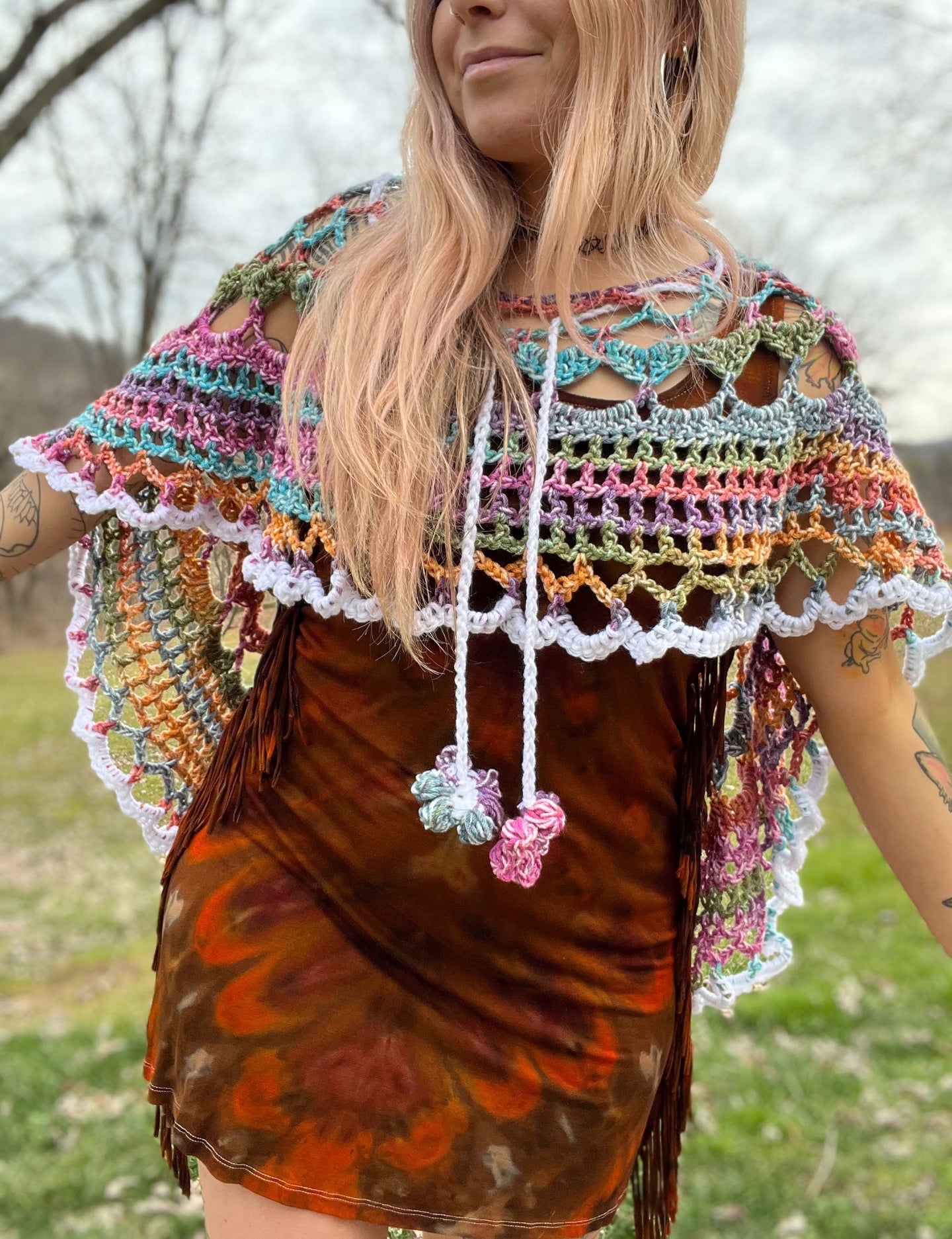 One Size Mandala Poncho / Shawl