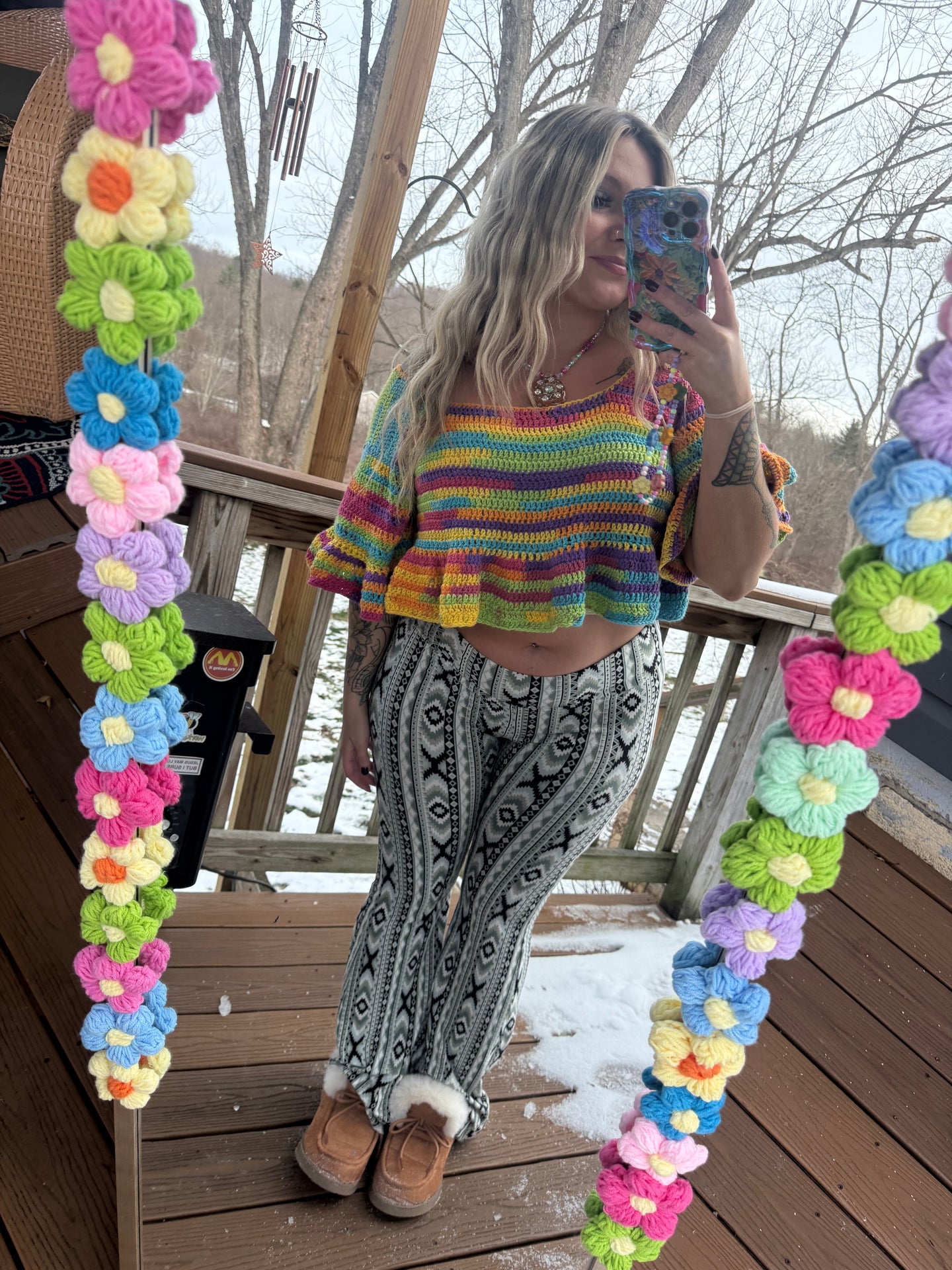 Cropped Rainbow Peplum Top