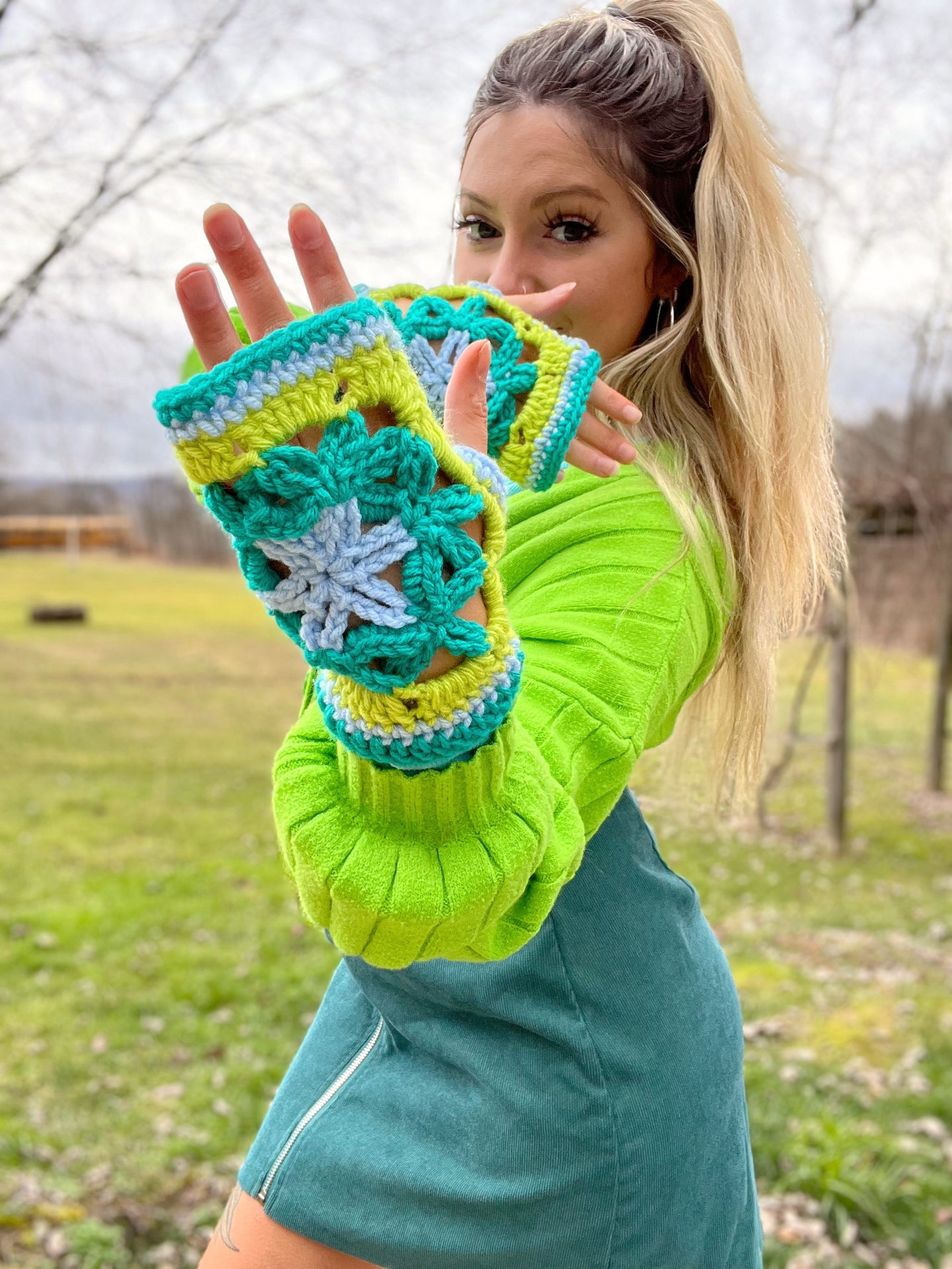 Flower of Life Fingerless Texting Gloves