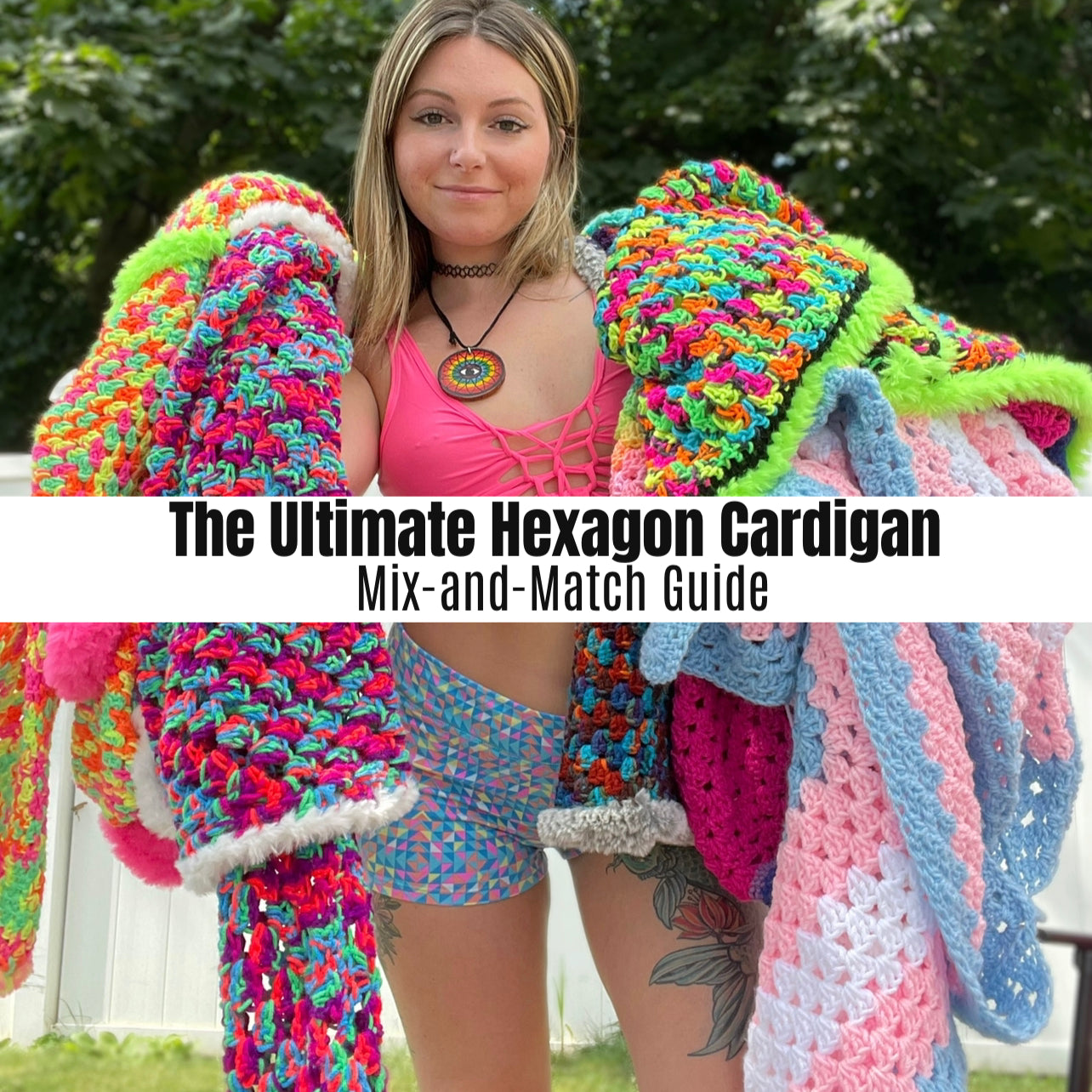 The Mix and Match Hexagon Cardigan - All-in-One Pattern (Oversized, Cropped, Bell Sleeve, Accessories)