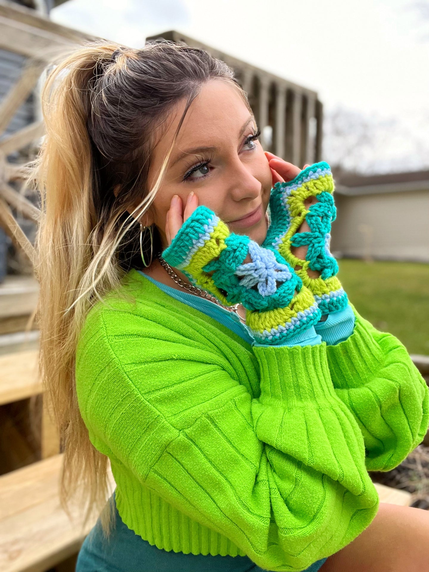 Flower of Life Fingerless Texting Gloves