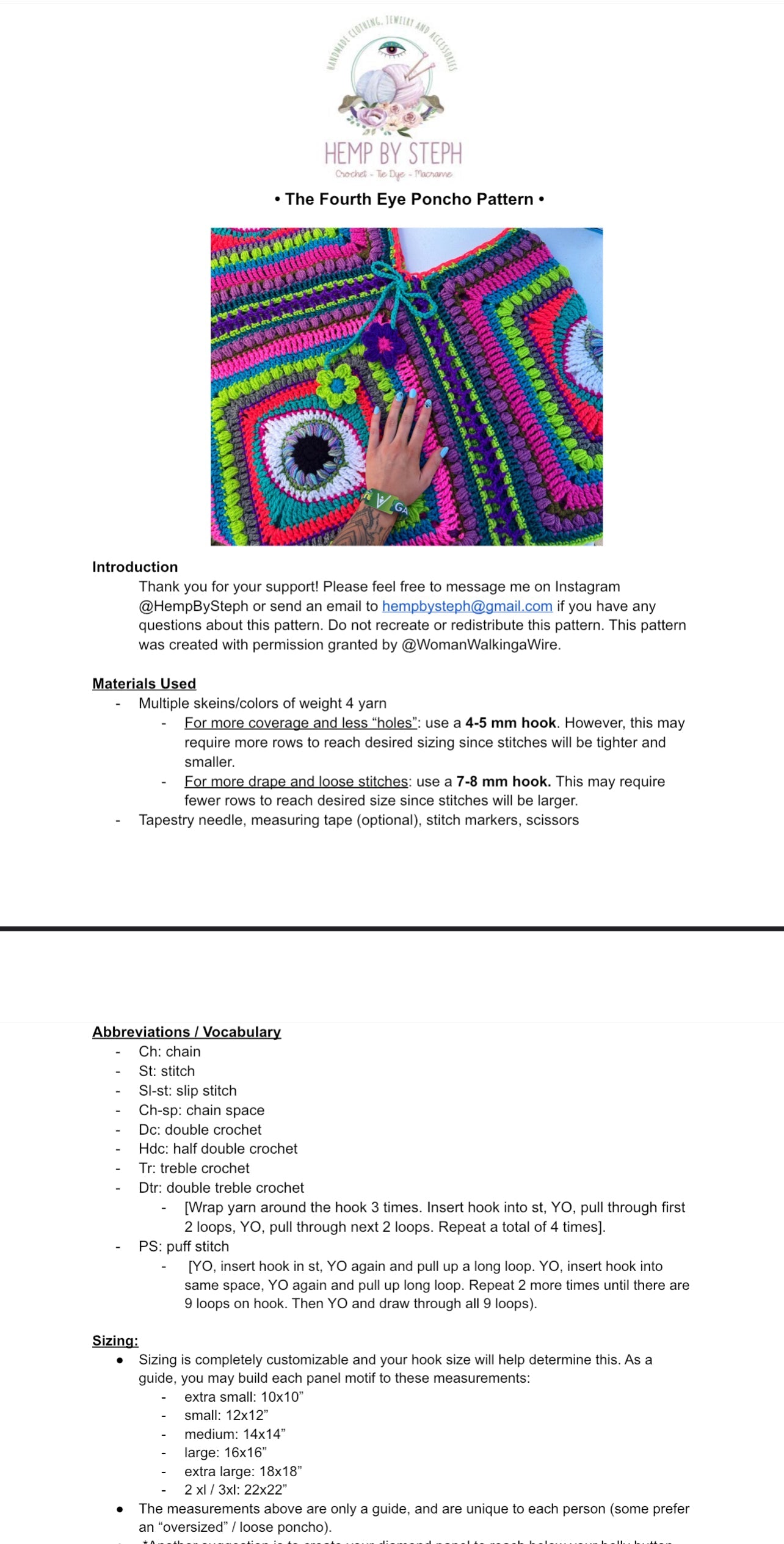 The Fourth 👁 Poncho Pattern - PDF Digital Download