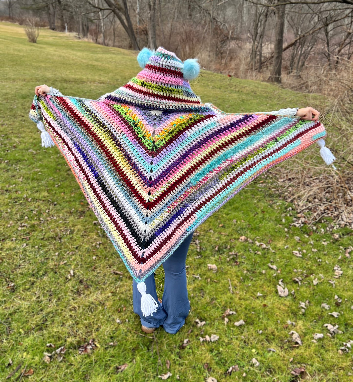 Scrappy Hooded Poncho