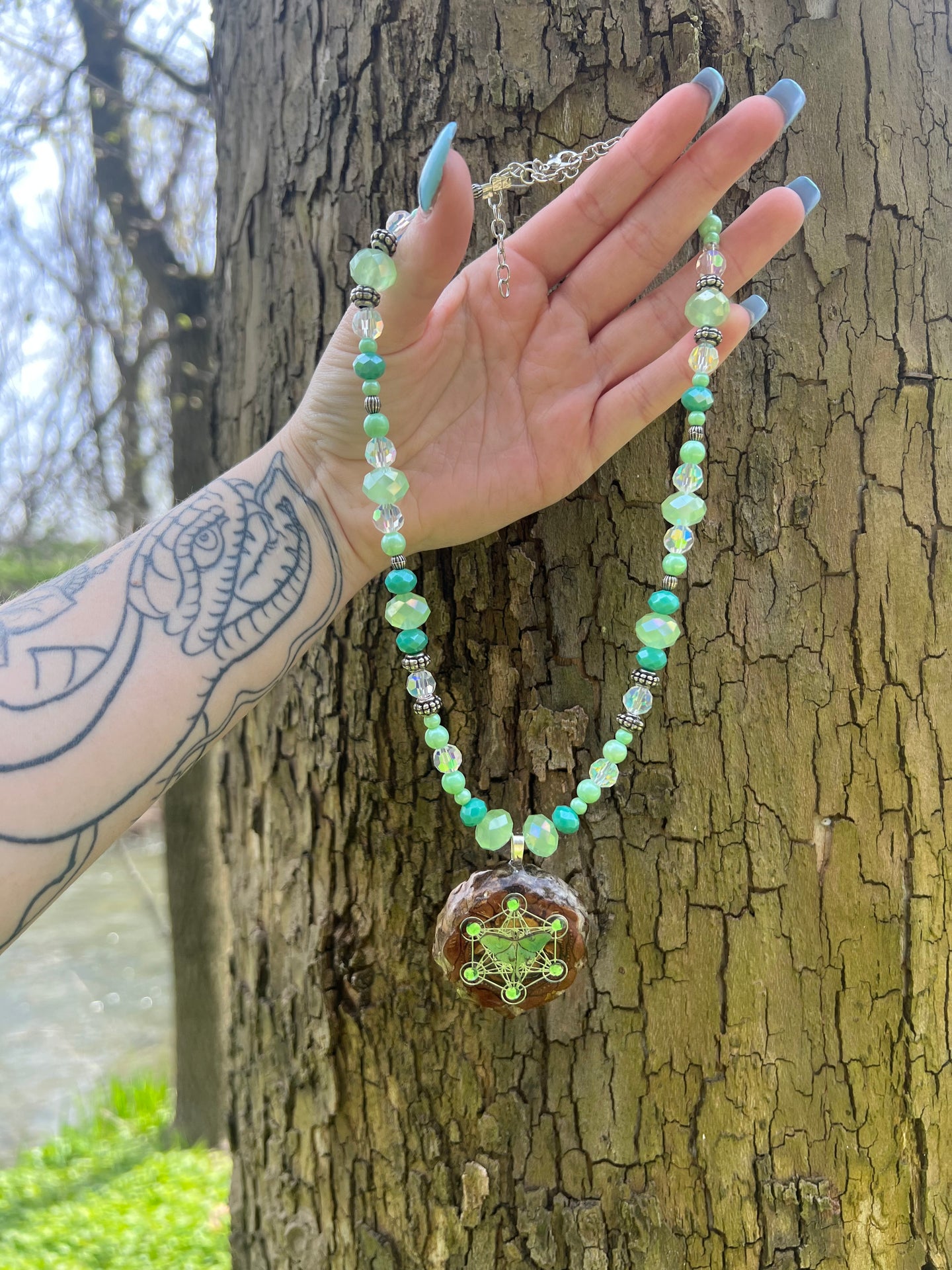 Luna Moth Pinecone Necklace