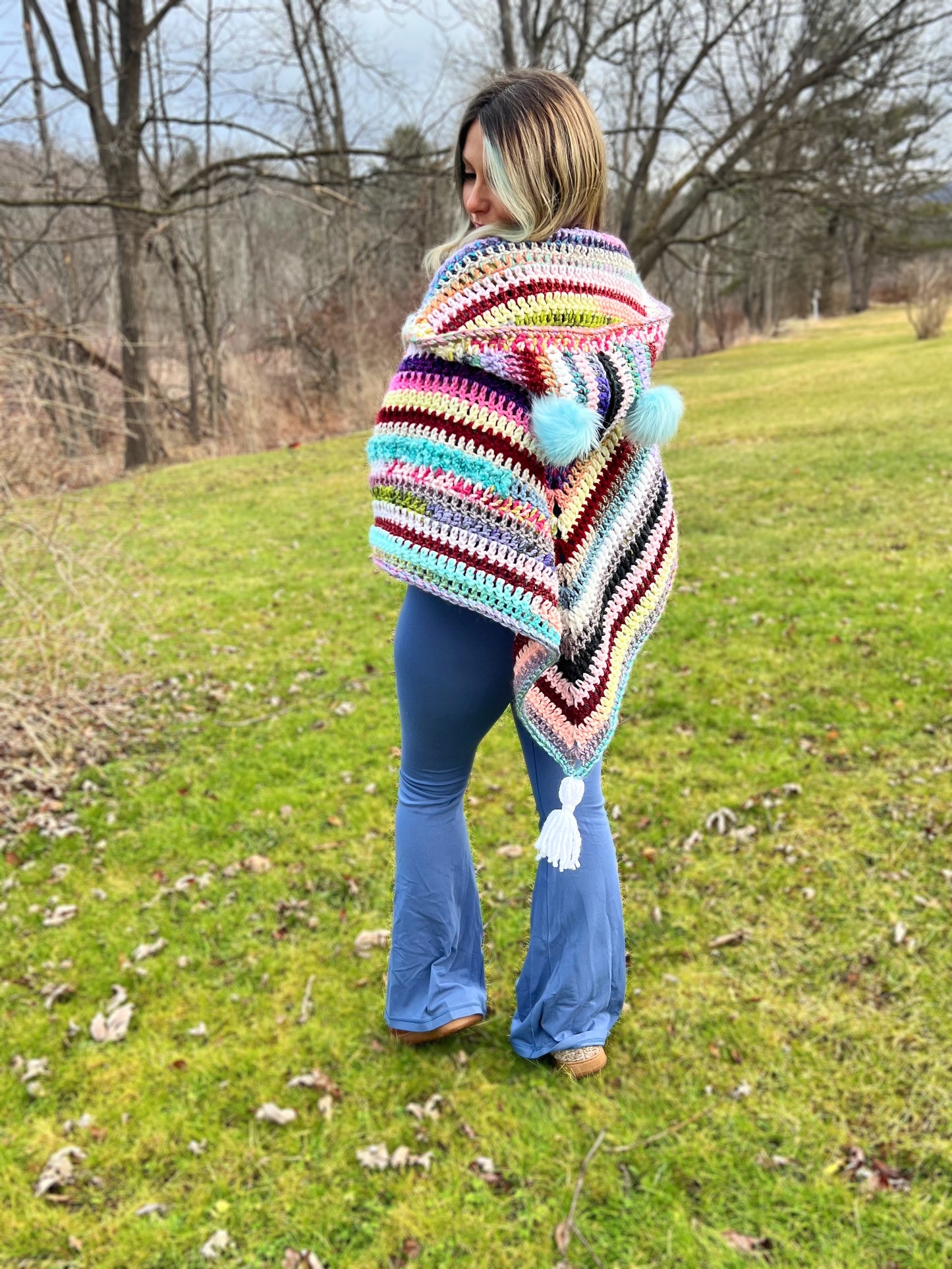 Scrappy Hooded Poncho