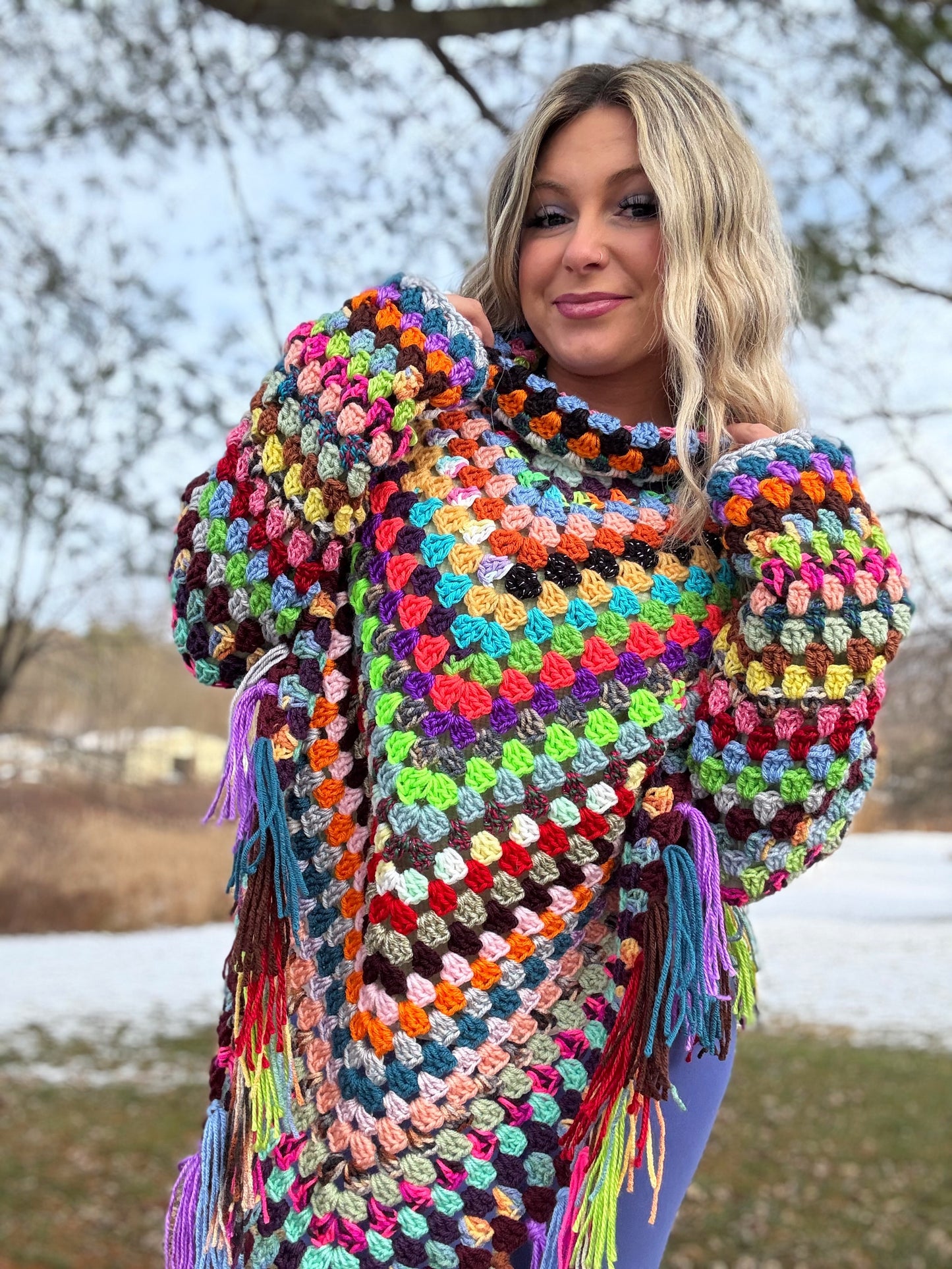 OOAK Scrappy Sweater Poncho