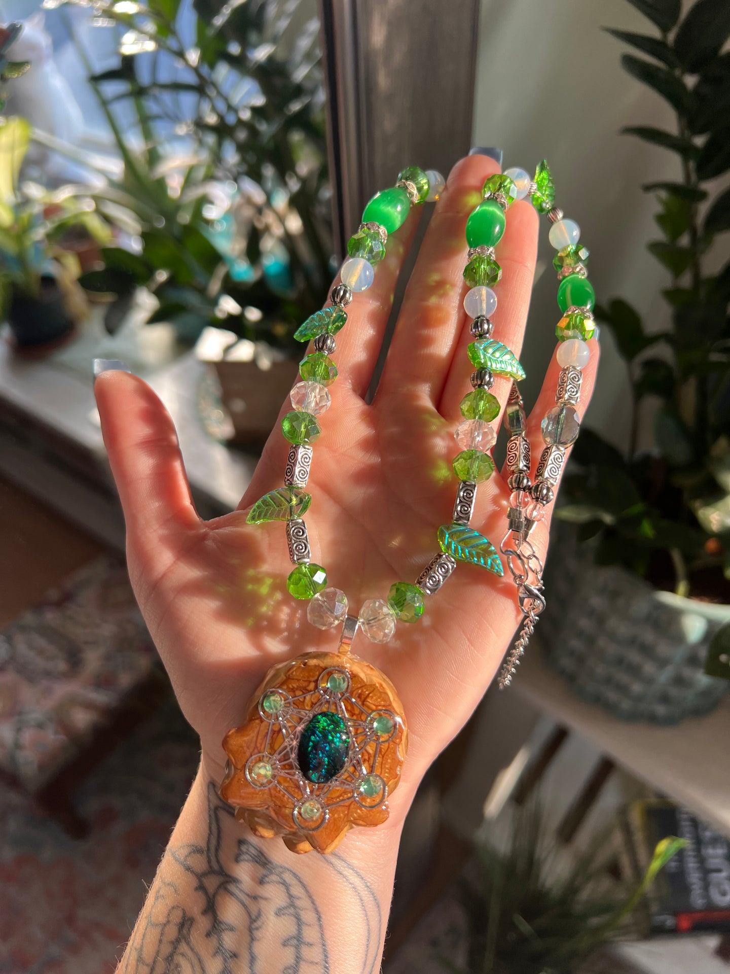 Forest Fairy Beaded Pinecone Pendant