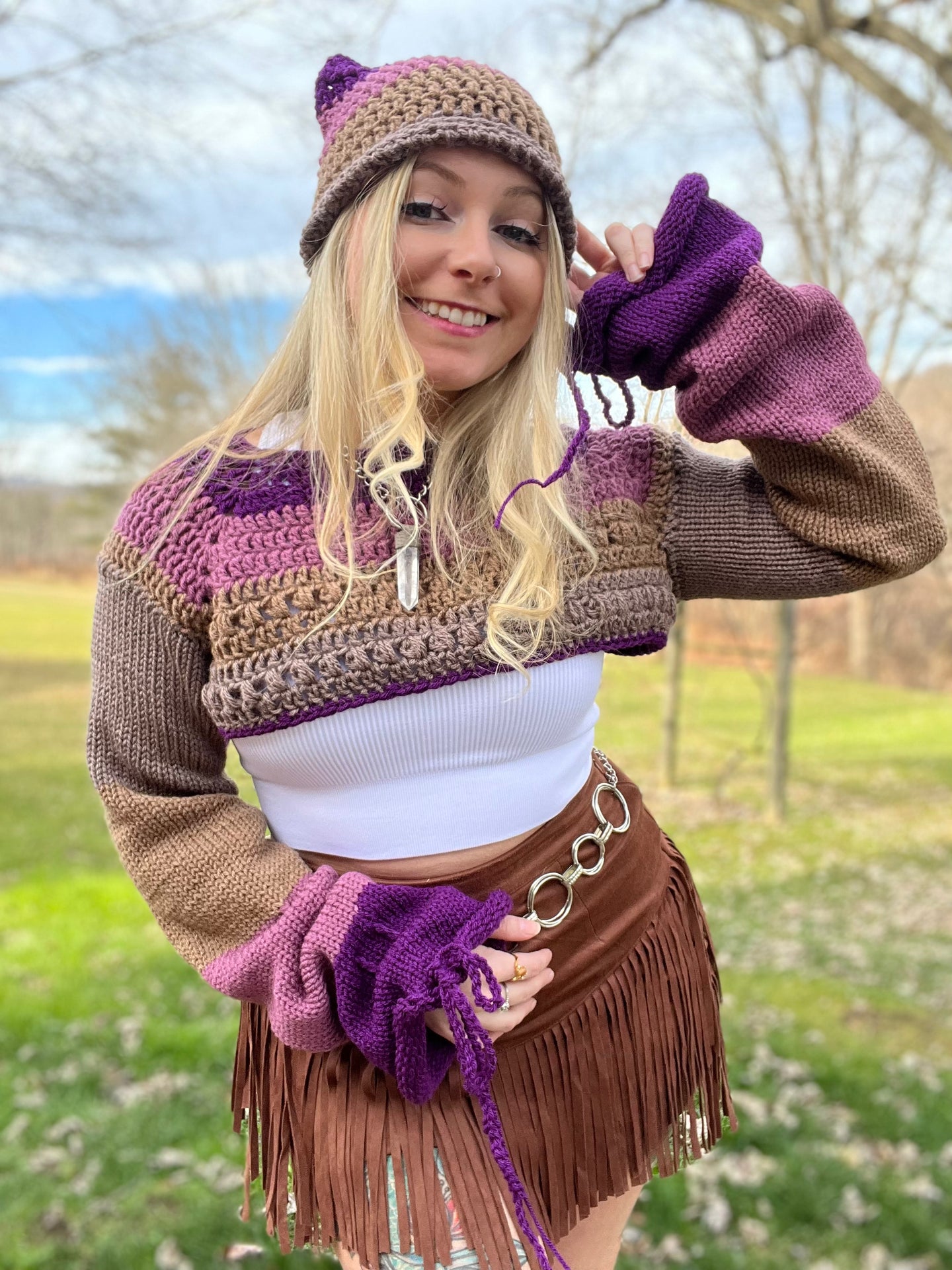 S/L Shrug & Kitten Beanie Set