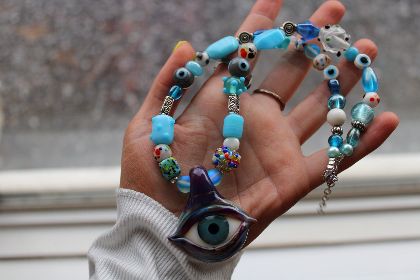 Third Eye Beaded Necklace 18-21"