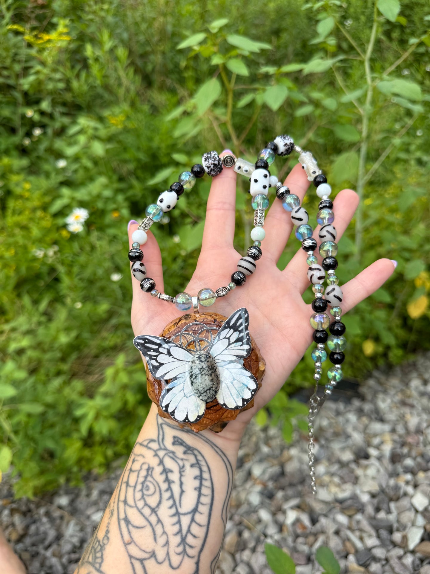 The Monarch Moon Beaded Pinecone Necklace 25-27”