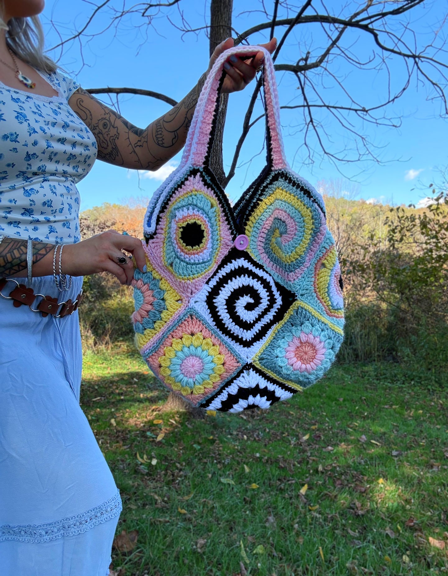 (Lined) Trippy Patchwork Purse
