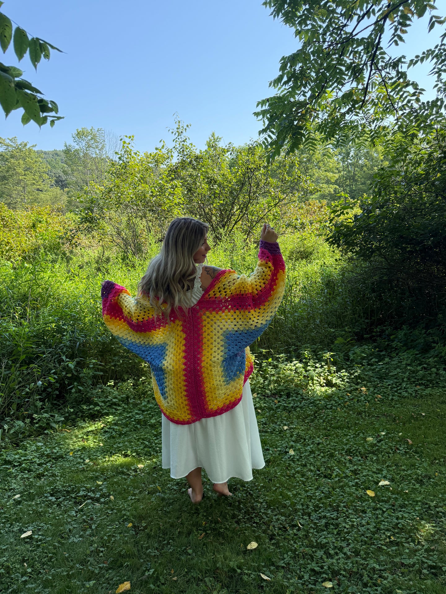 One Size Lightweight Rainbow Cardigan