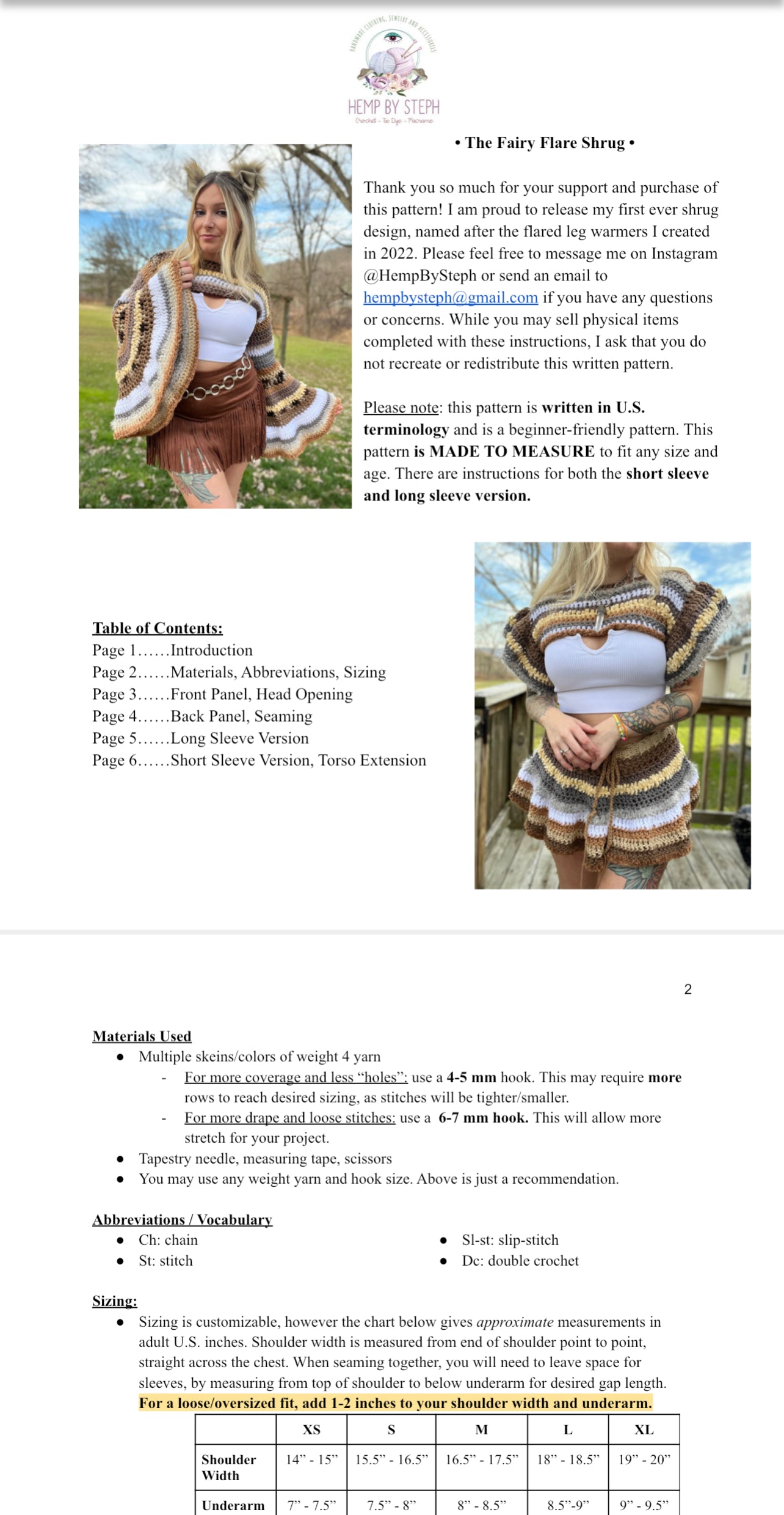 The Fairy Flare Shrug Pattern (Short & Long Sleeve)