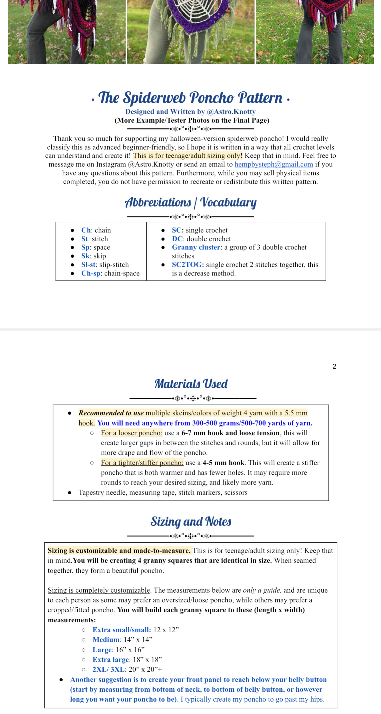 Spiderweb Poncho Pattern