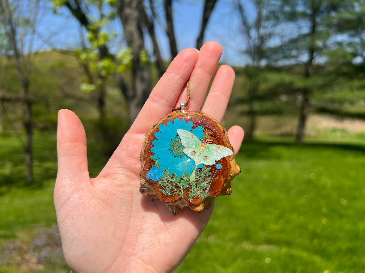 Luna Moth Pinecone Pendant