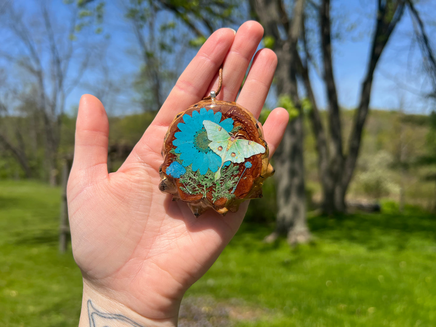Luna Moth Pinecone Pendant