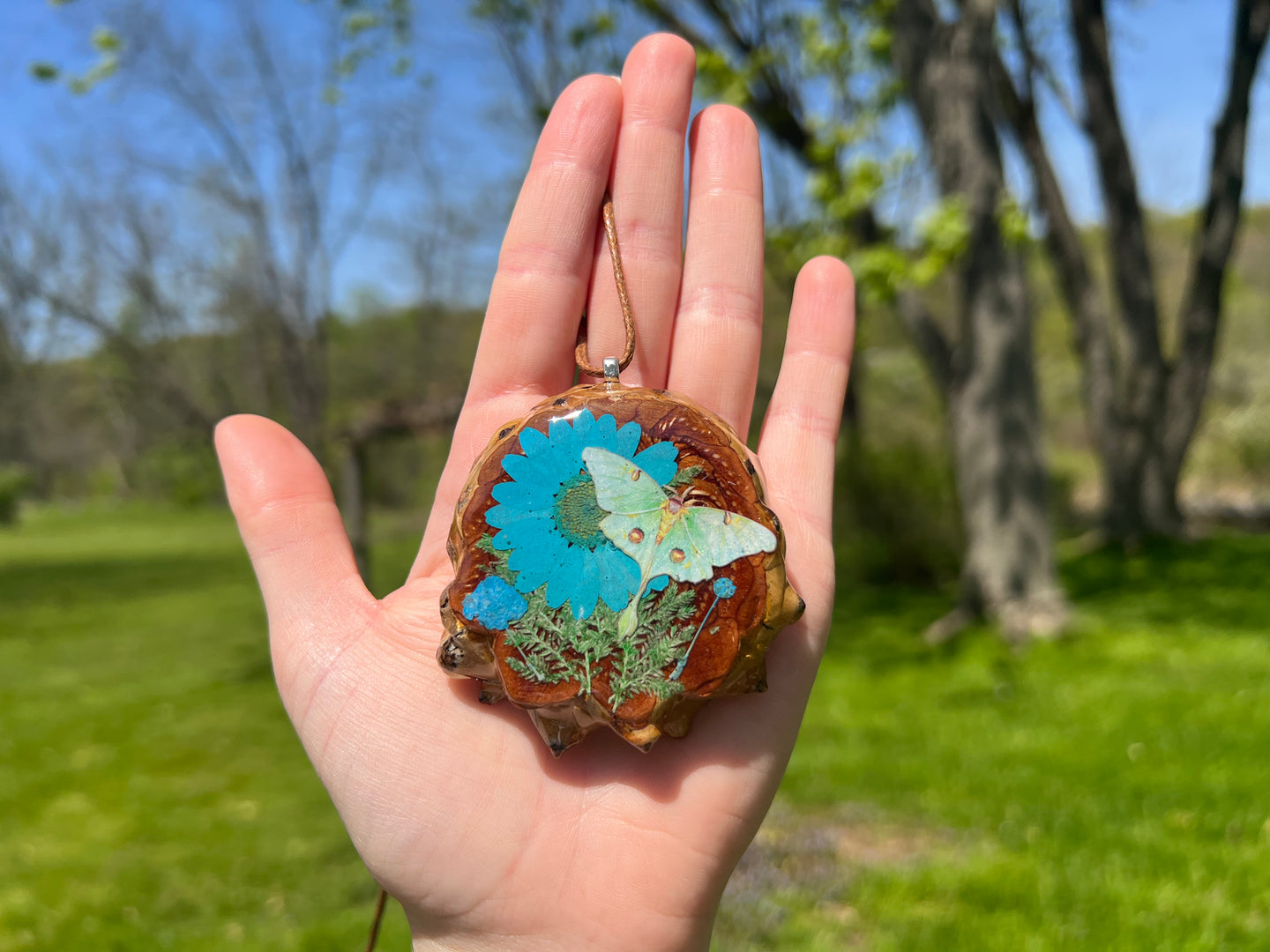 Luna Moth Pinecone Pendant